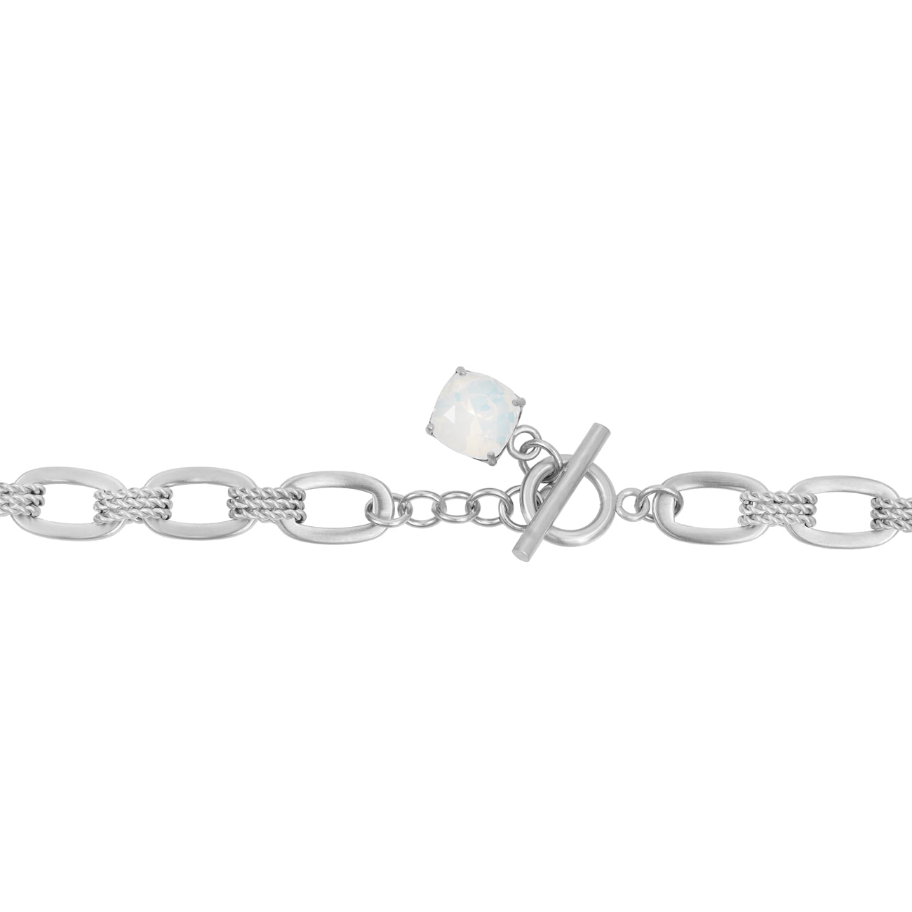 Inez chain necklace, White opal