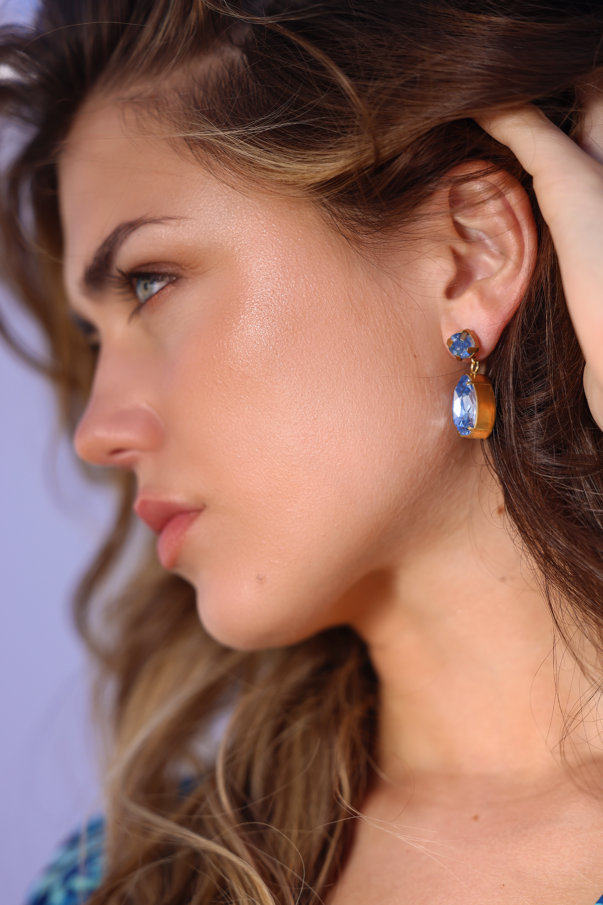 Billie Crystal earrings, Blue