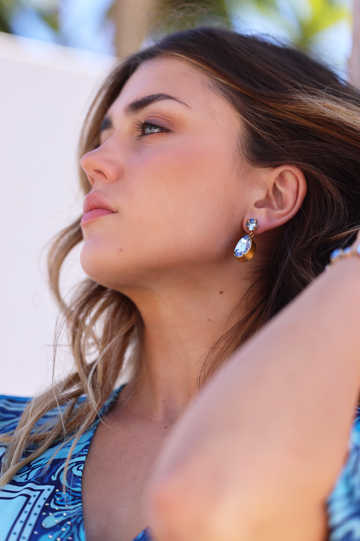 Billie Crystal earrings, Blue