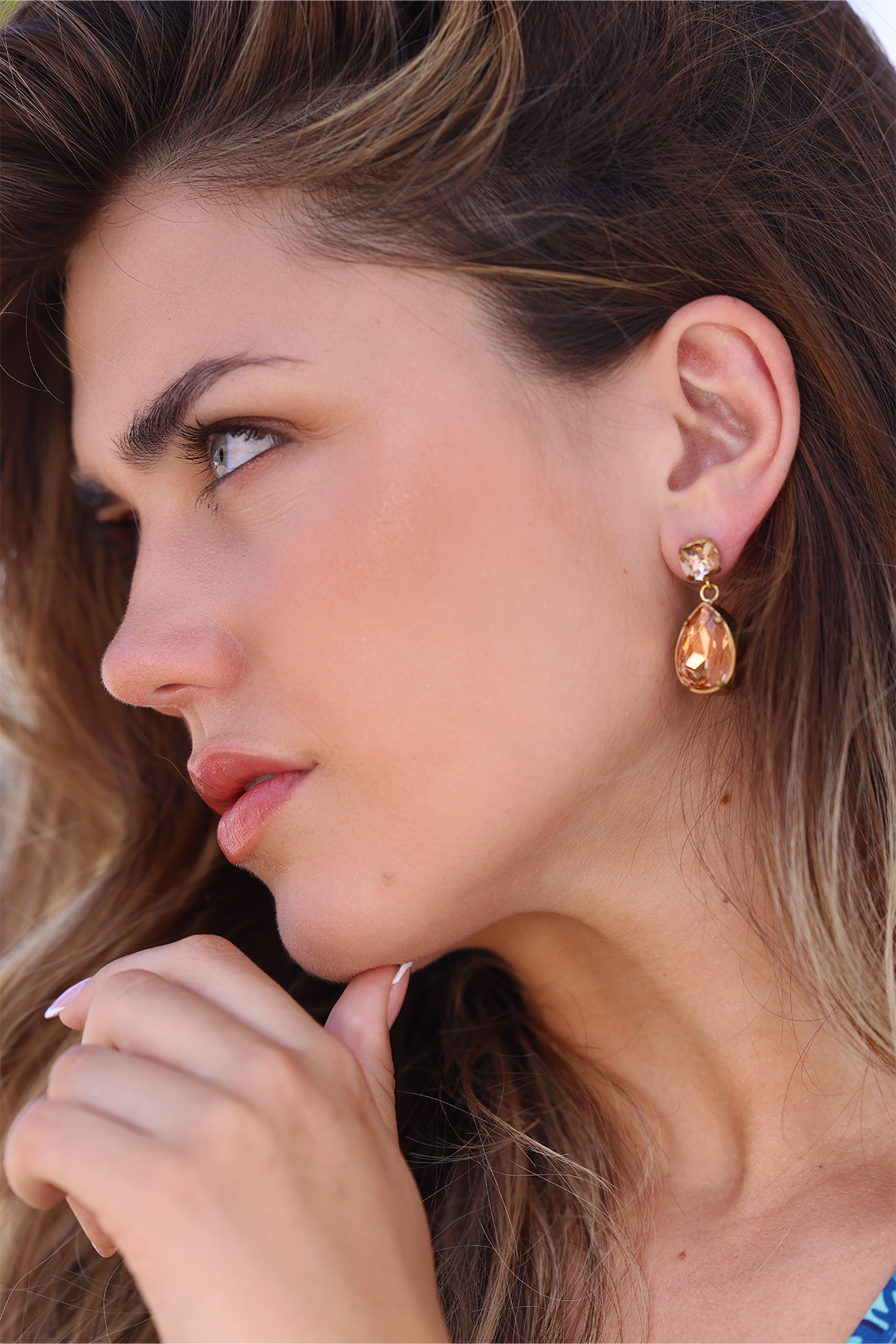 Billie Crystal earrings, Peach
