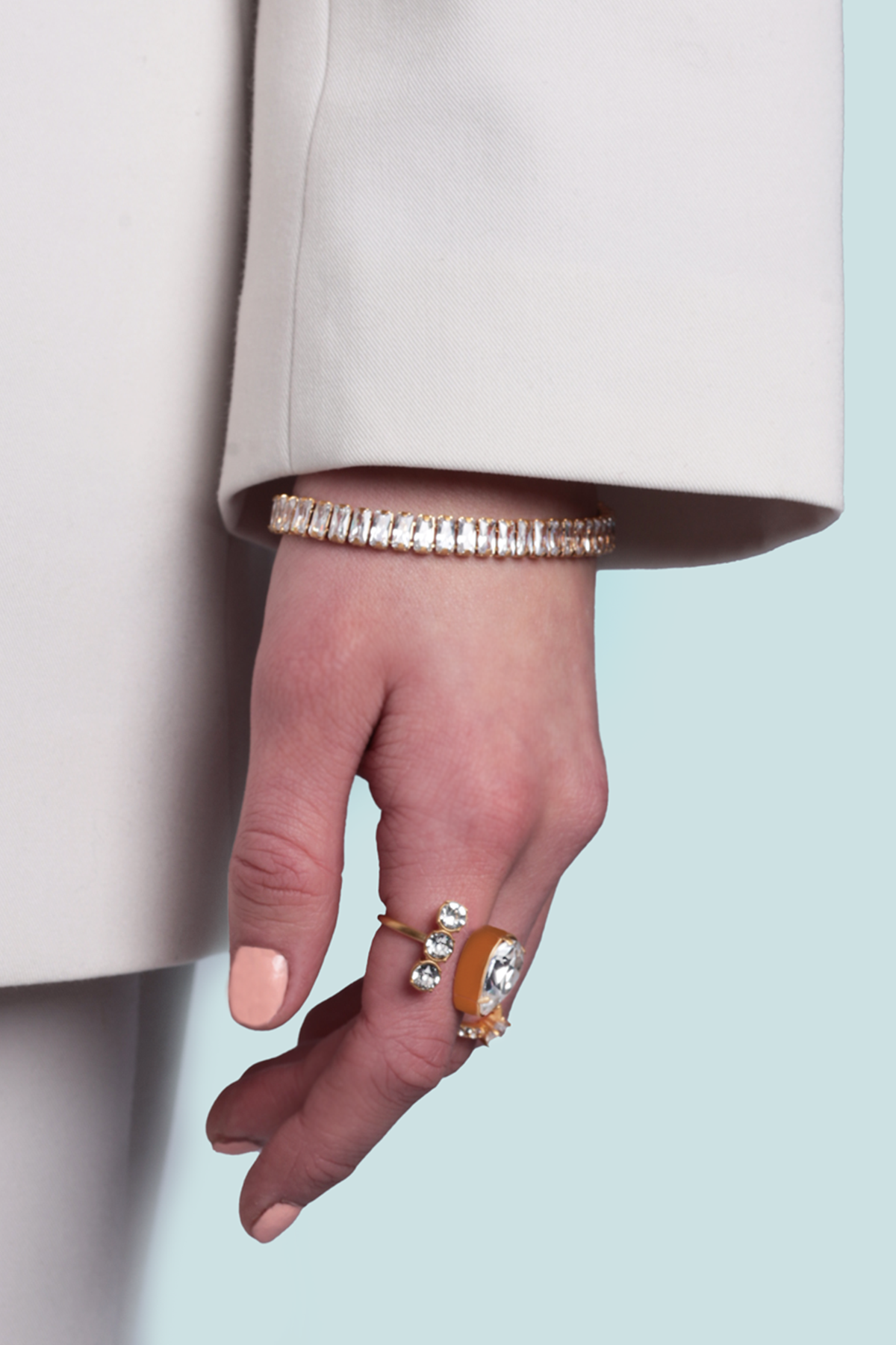 Billie double ring, Clear - Adjustable