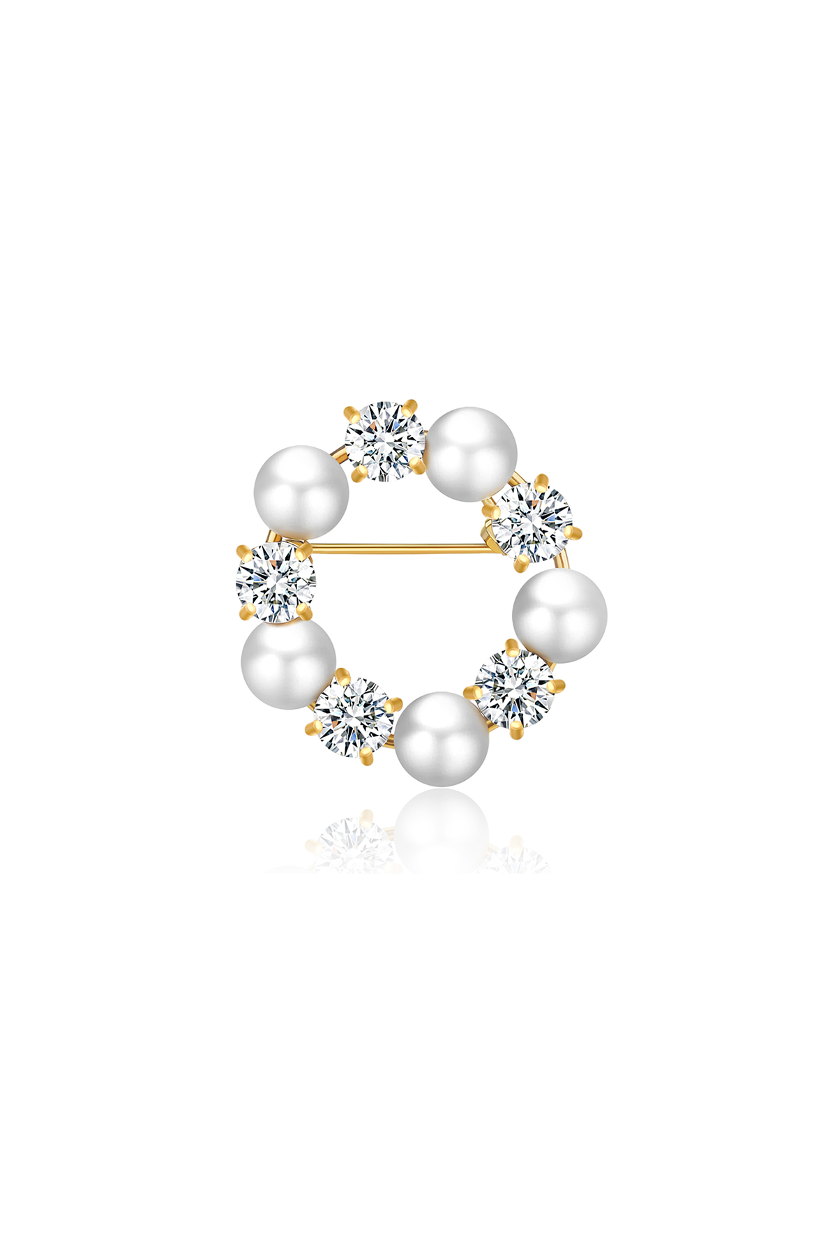 Pearl Crystal brooch, White