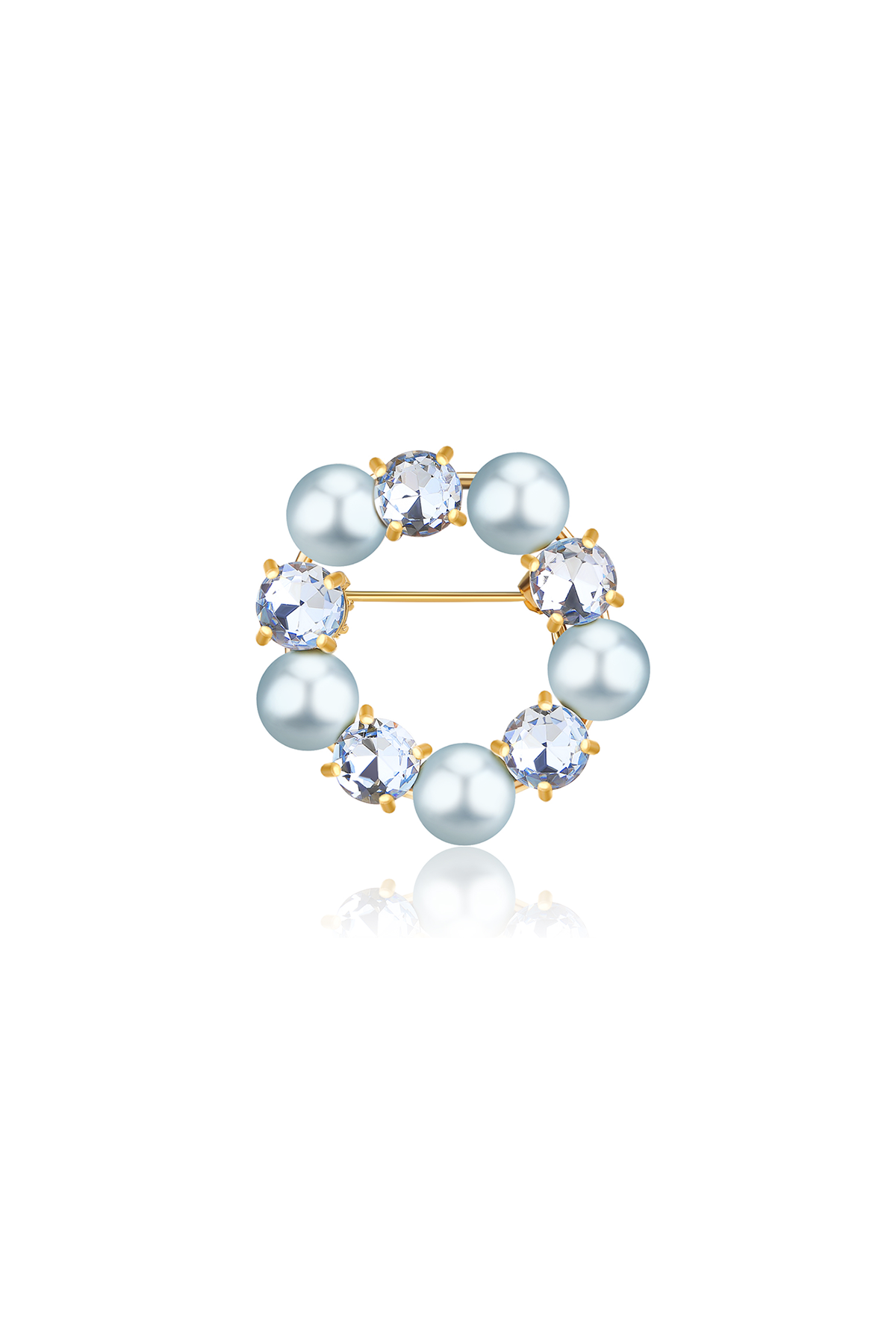 Pearl Crystal brooch, Blue
