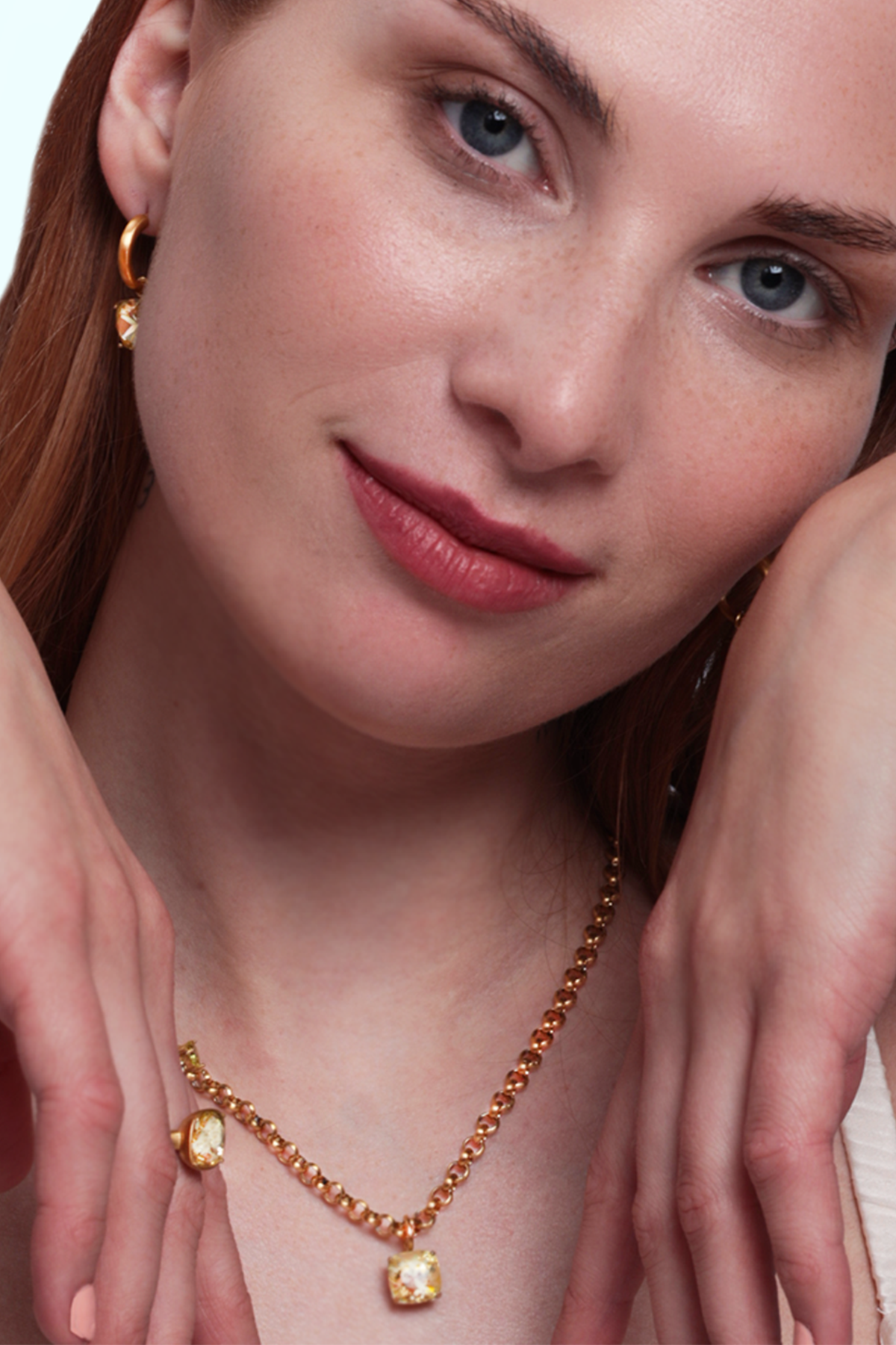 Carla Crystal chain necklace - Lemon