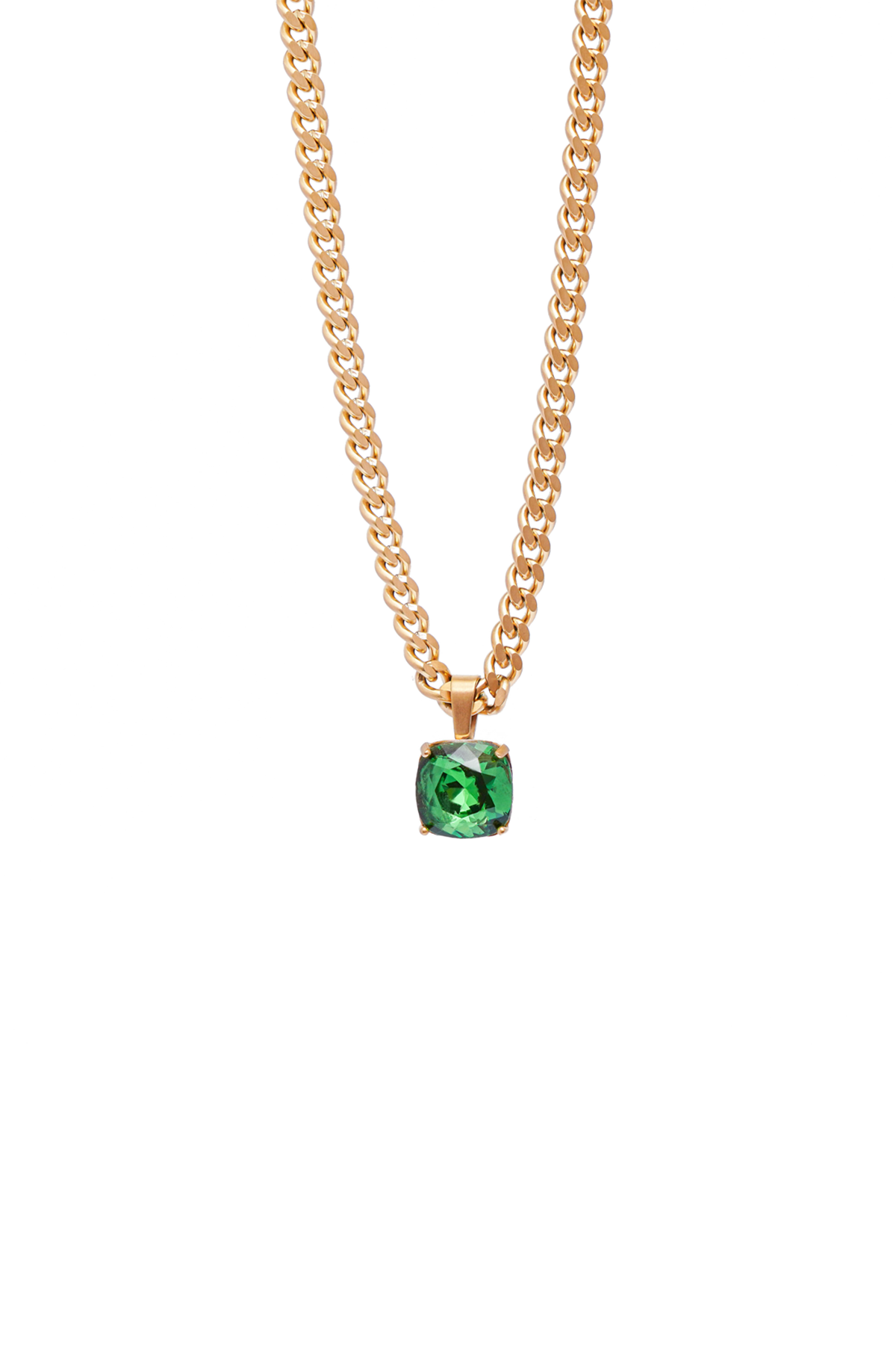 Carla Swarovski chain necklace - Dark moss