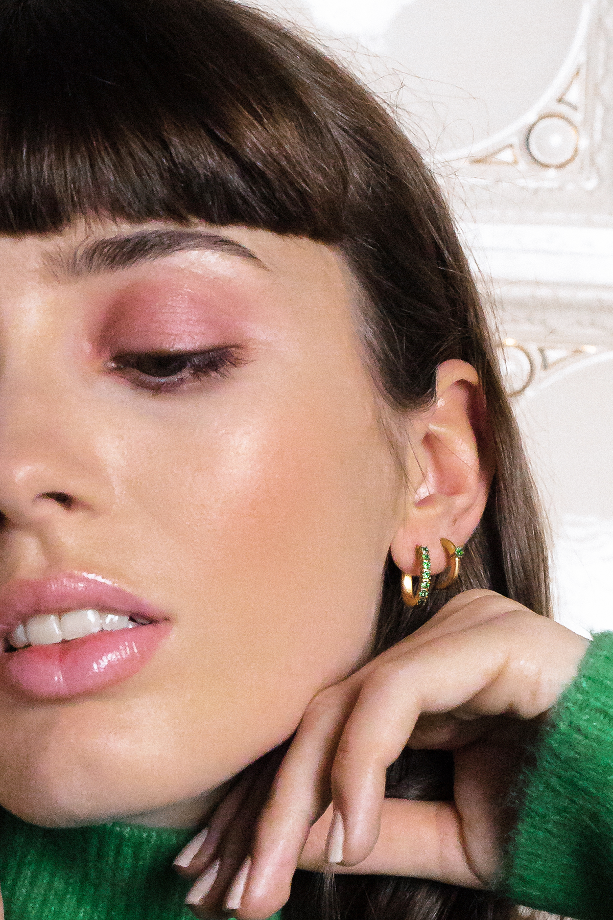 Cathinka crystal hoop earrings - Emerald green