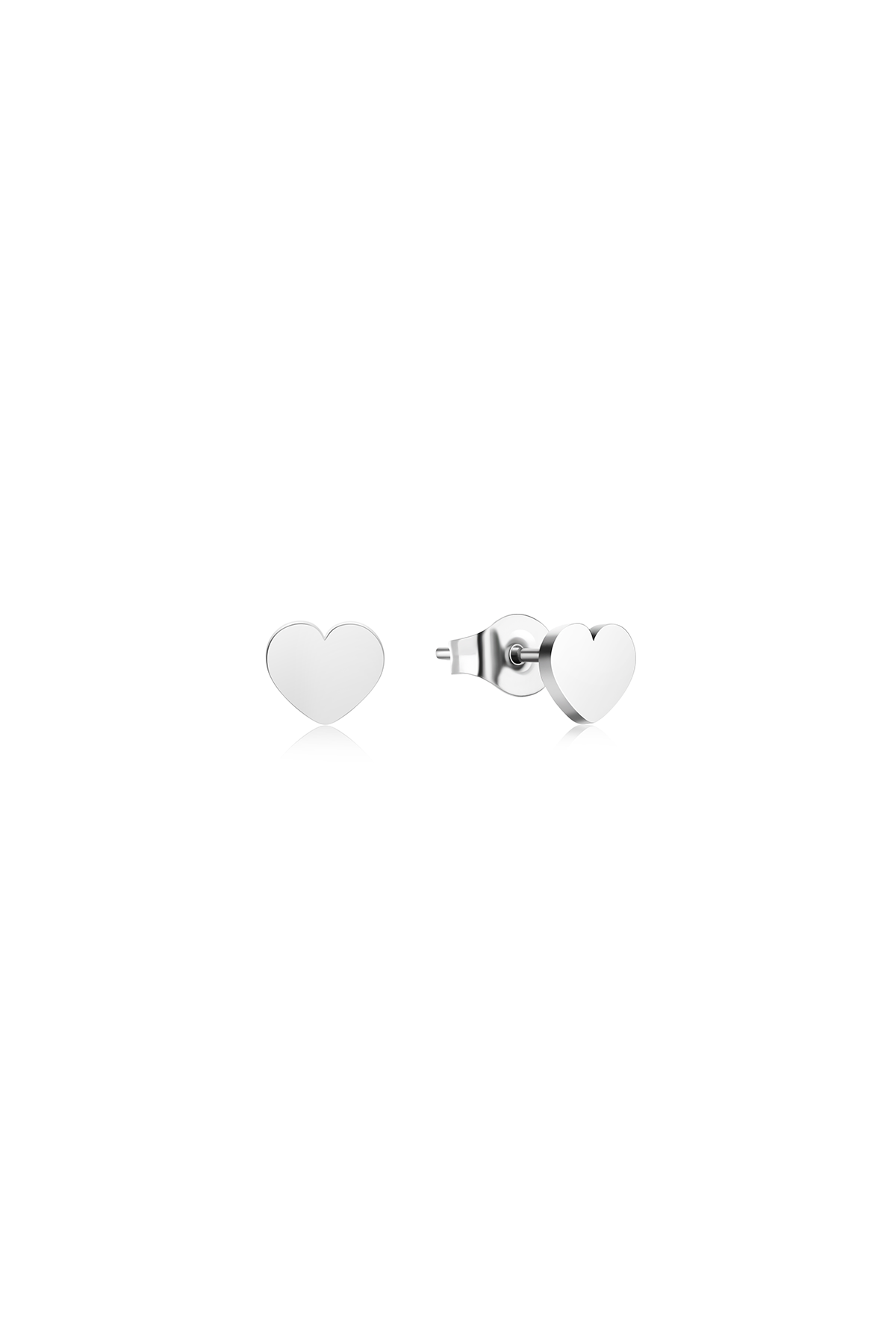 Heart  stud earrings- Silver