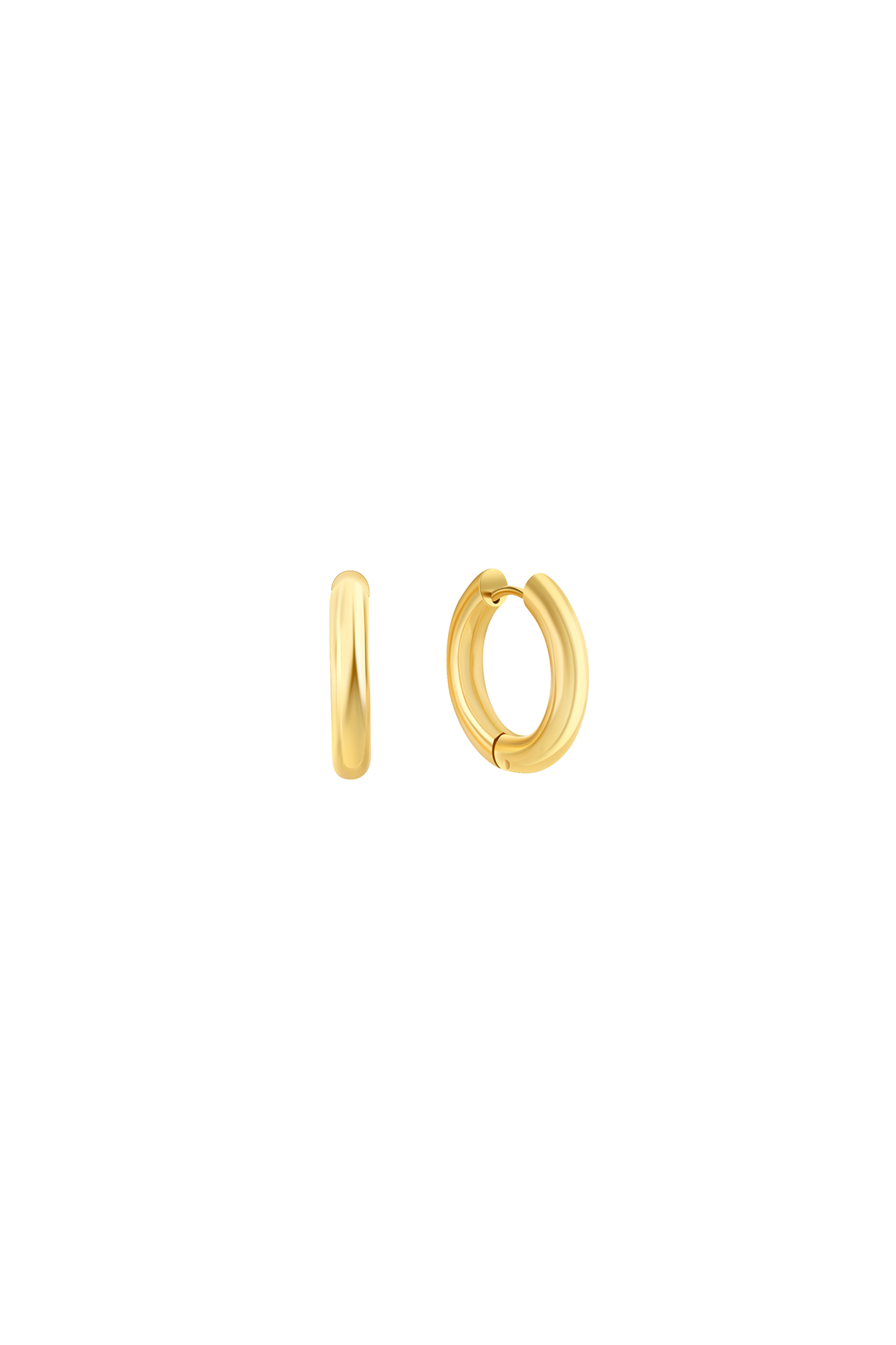 Simple hoop earrings, Gold - 18 mm
