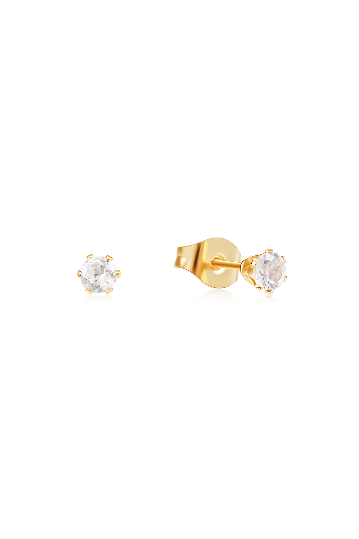 Simple stud earrings - Clear, 3 mm