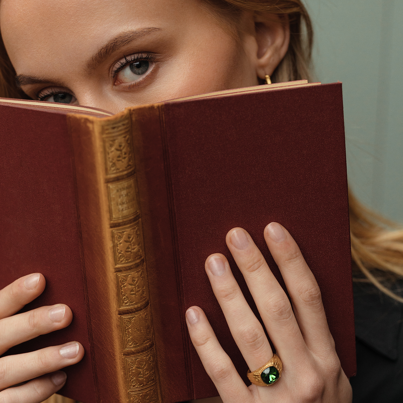 Carla Swarovski ring - Dark moss