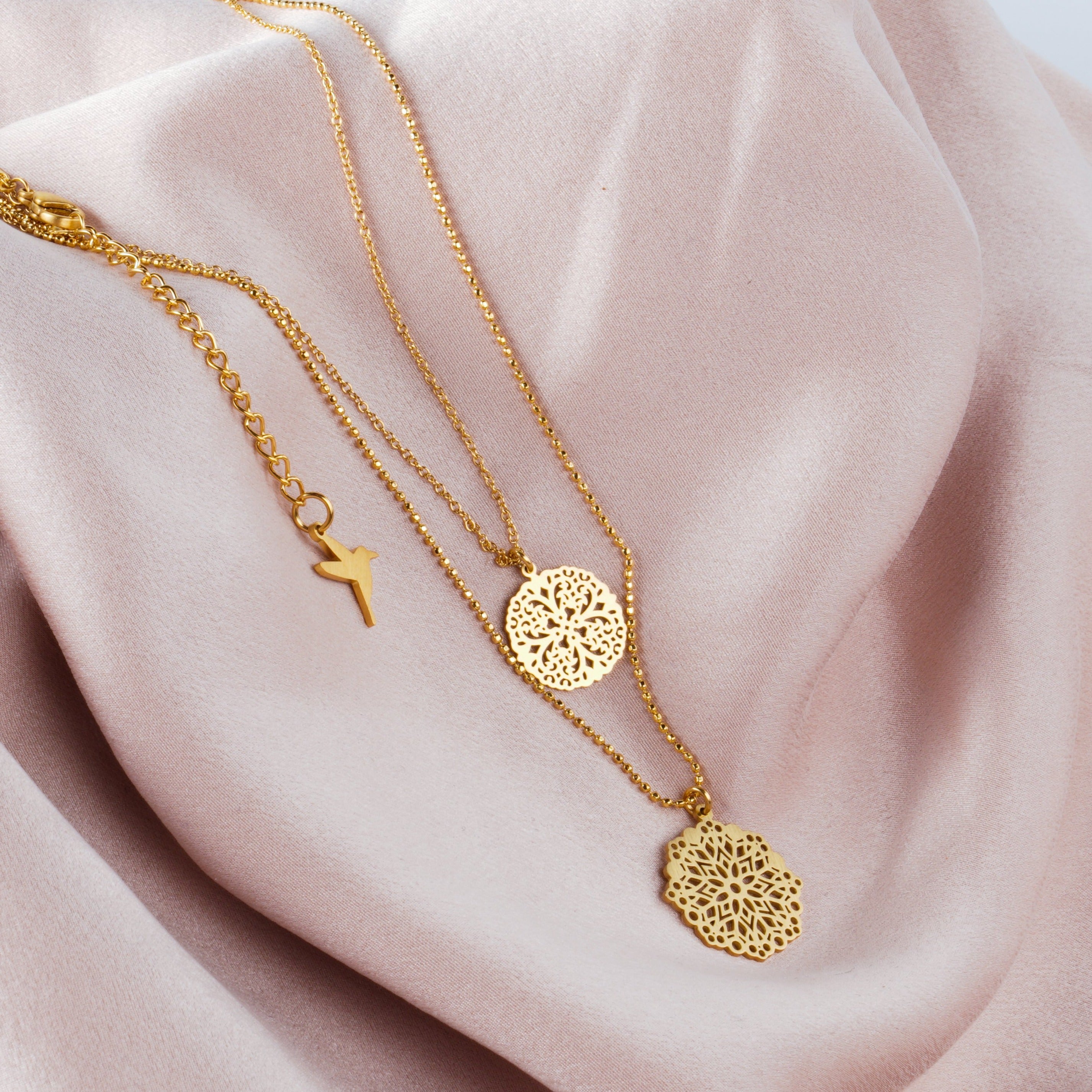 Signature Gabriela double necklace - Matt gold