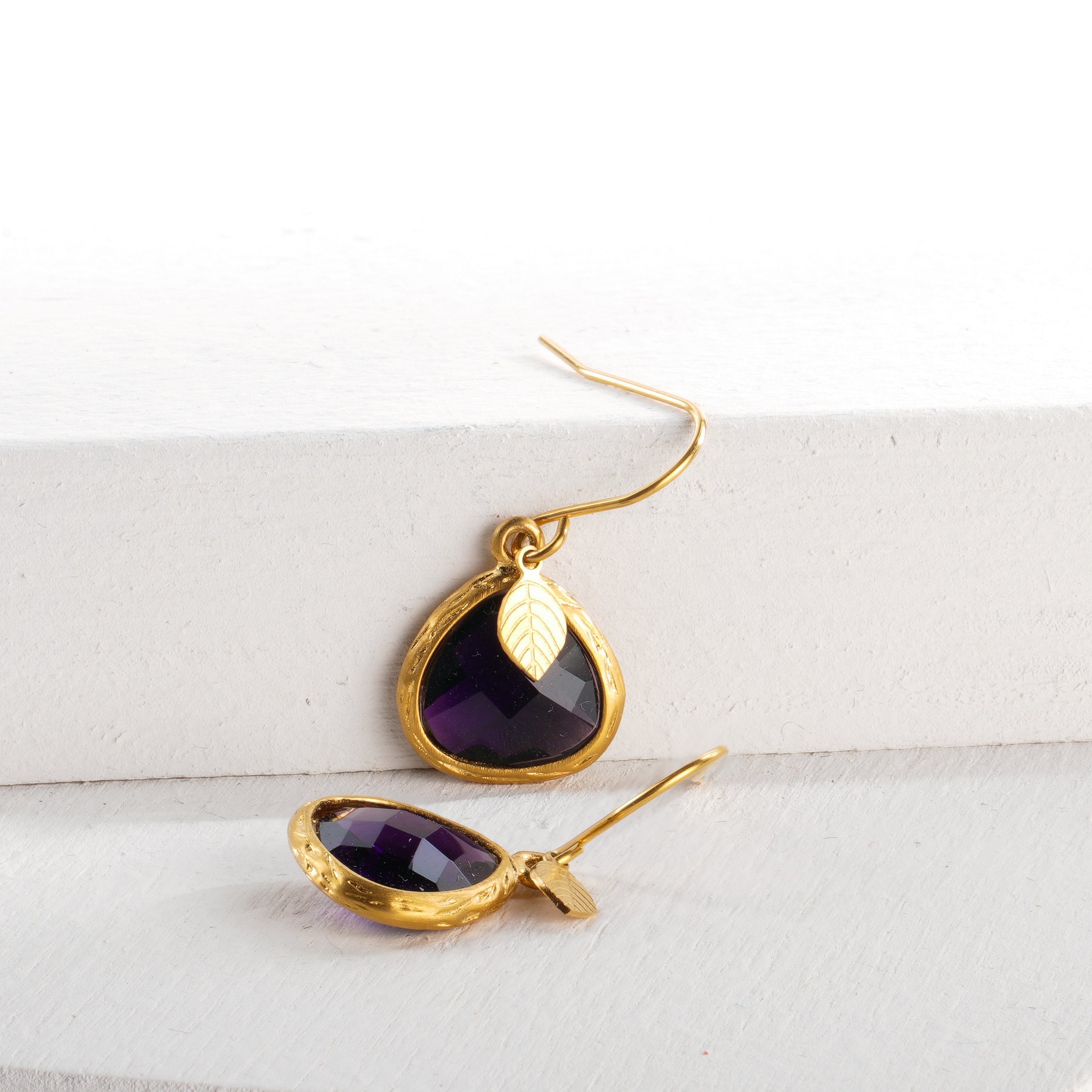 Amy leaf earrings - Violet