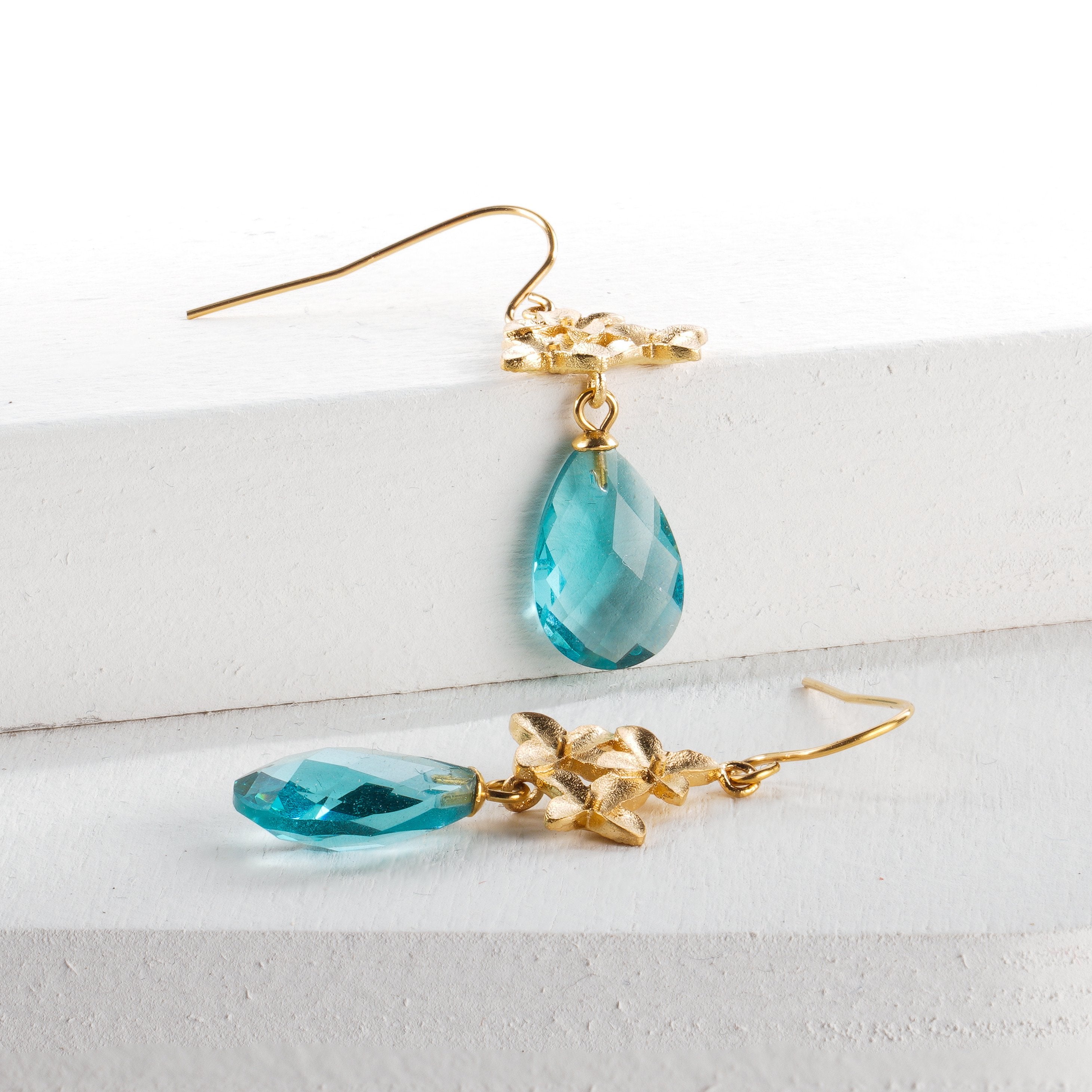 Cherry Flower earrings - Aqua love