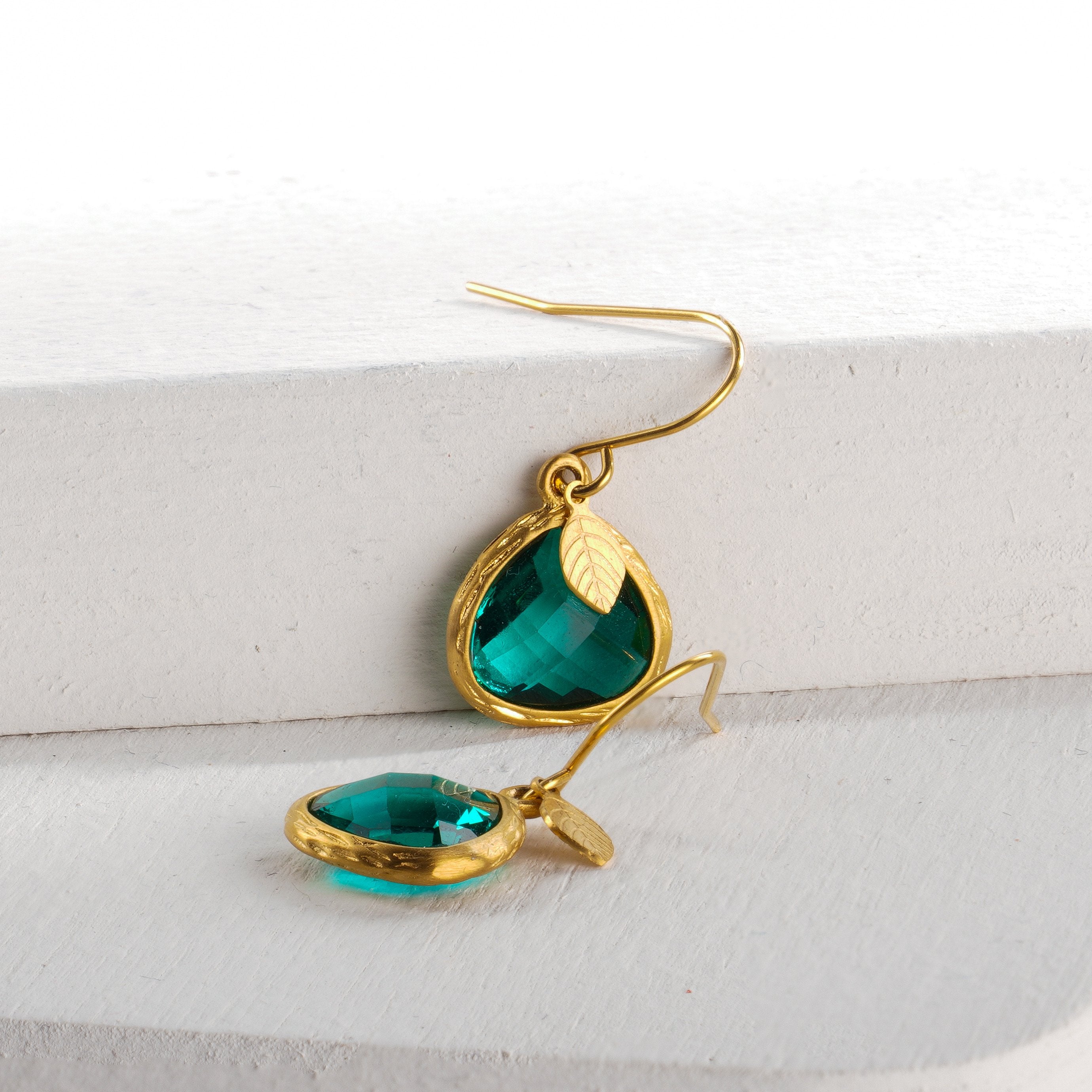Amy leaf earrings - Deep sea