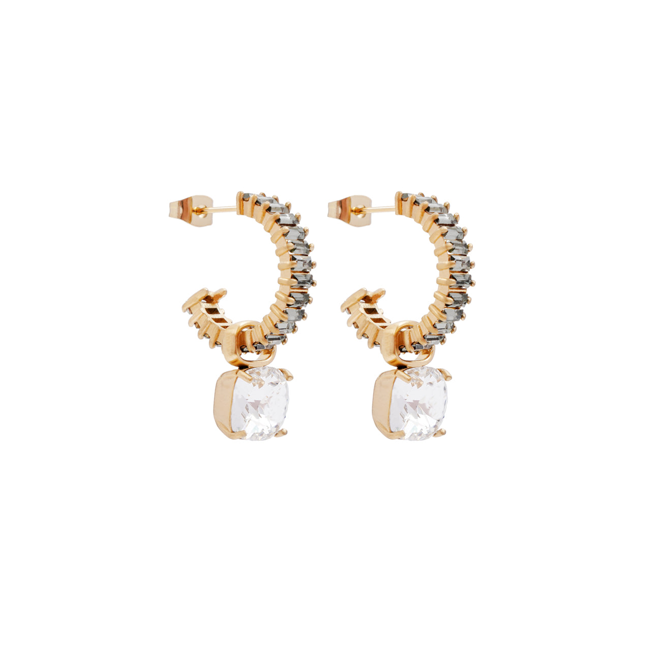 Elisabeth Crystal earrings - Clear/Charcoal