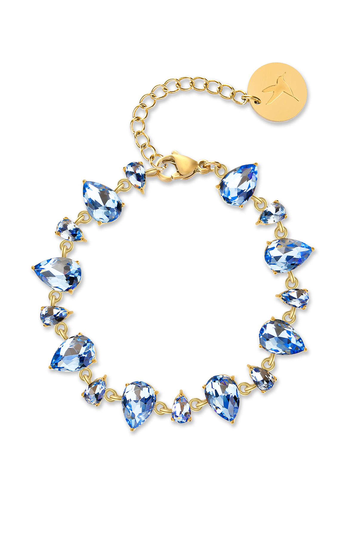 Billie crystal drop bracelet, Blue