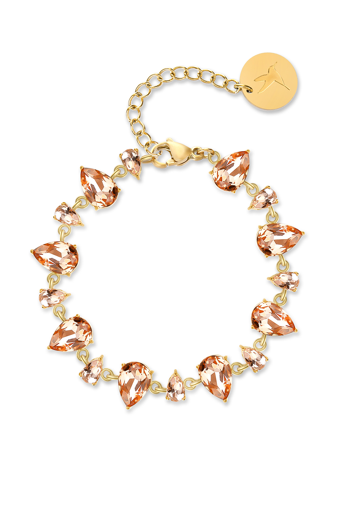 Billie crystal drop bracelet, Peach