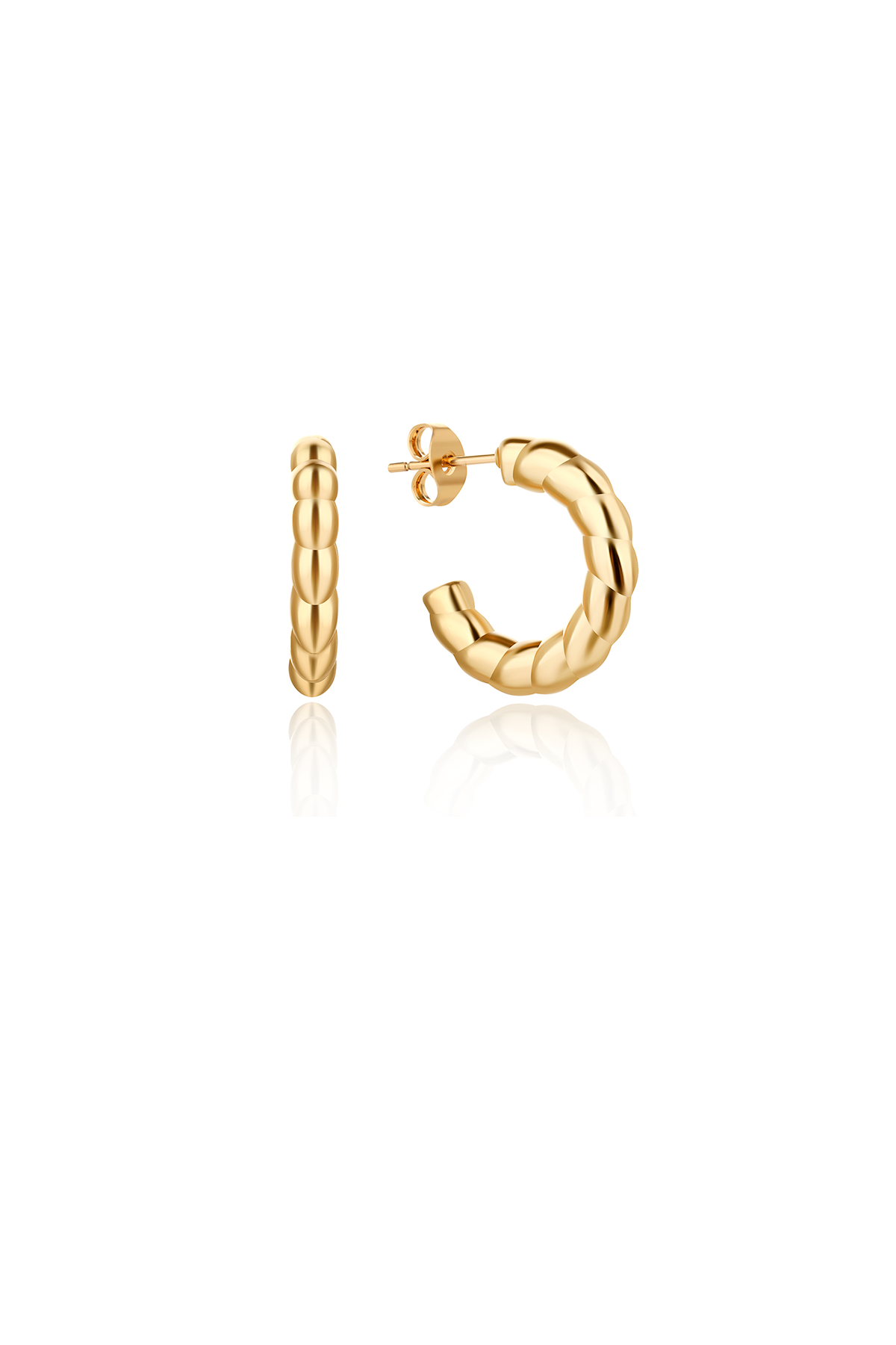 Braided hoop earrings, Gold - 20 mm