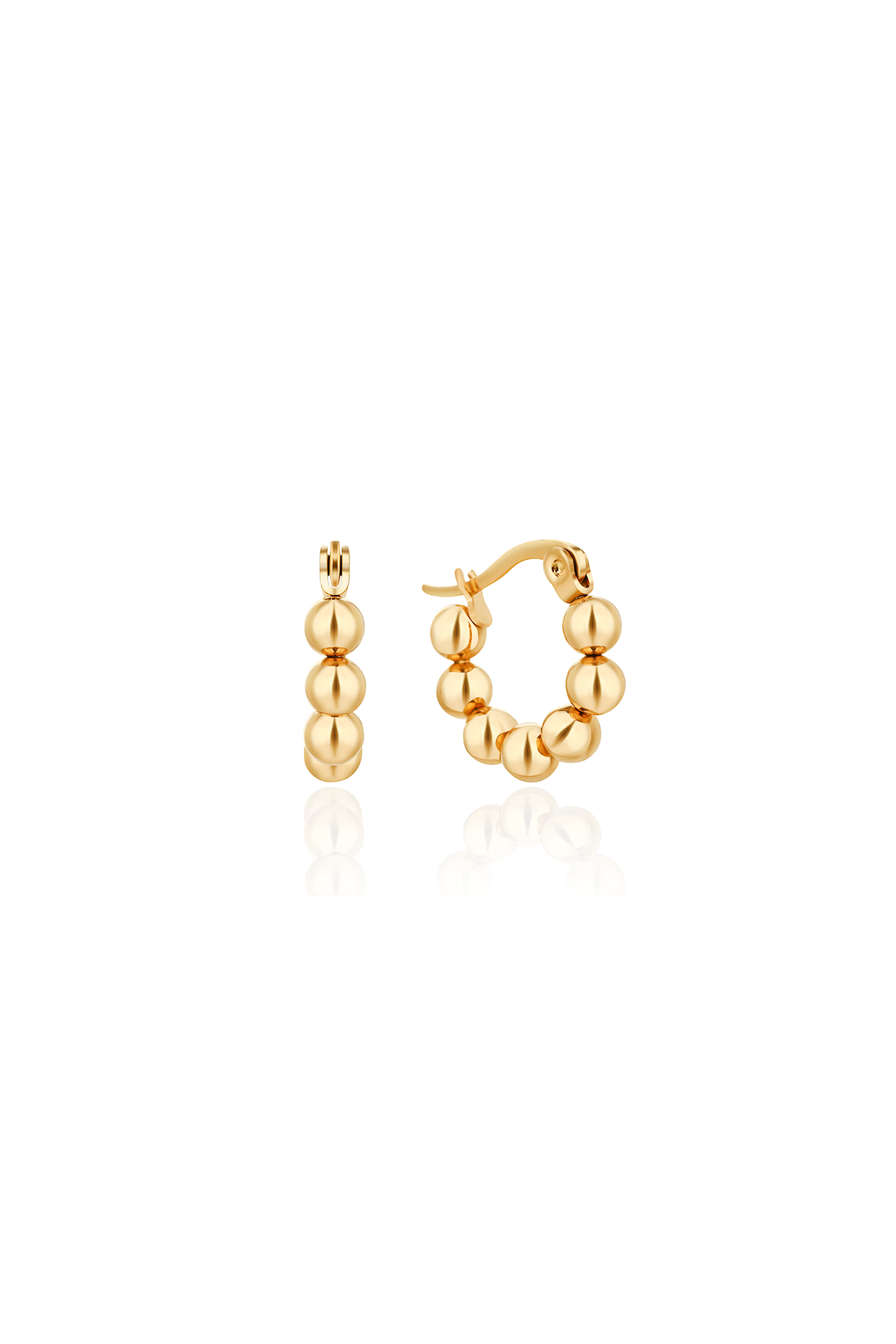 Ball hoop earrings, Gold