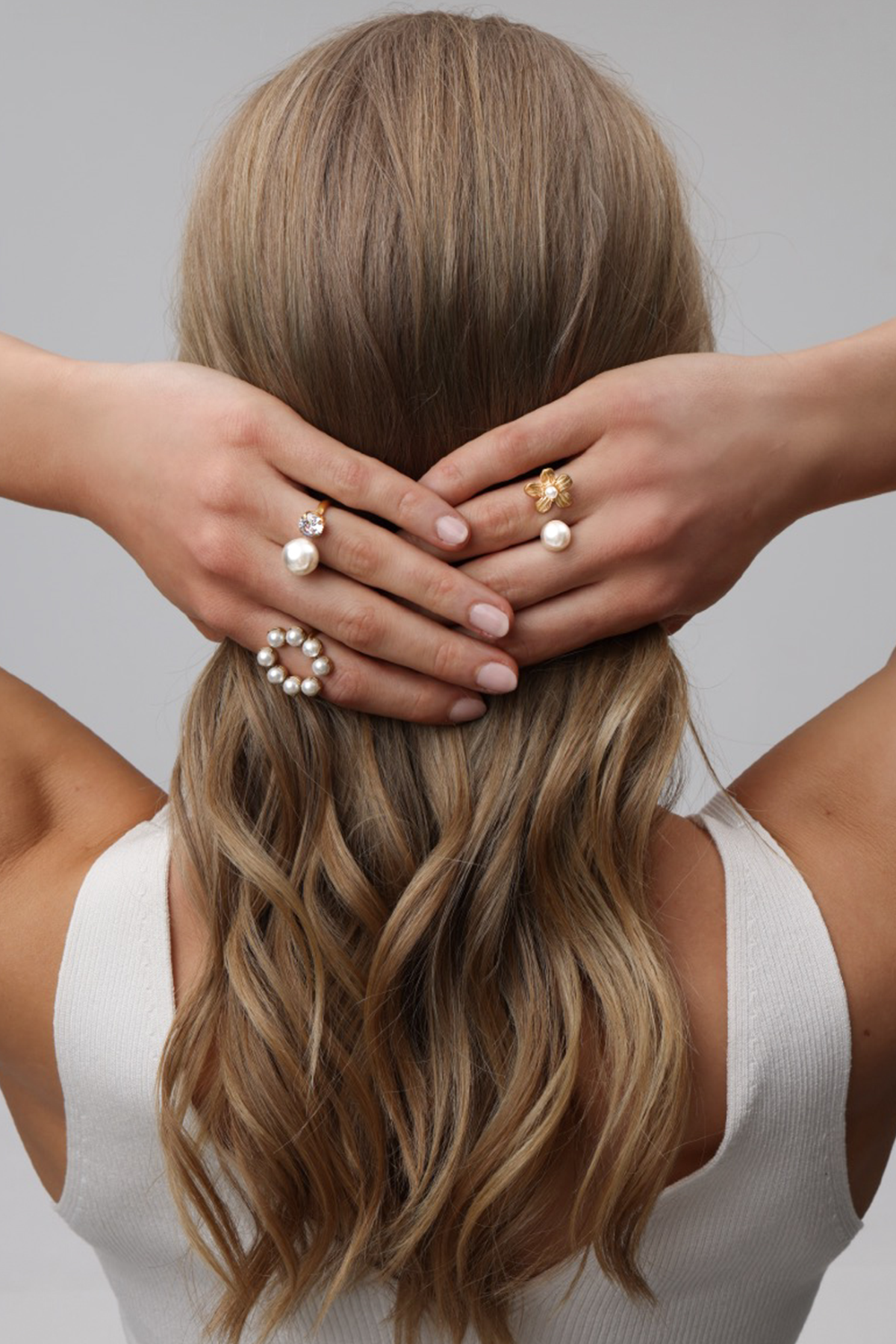 Ivy pearl ring - Adjustable, White