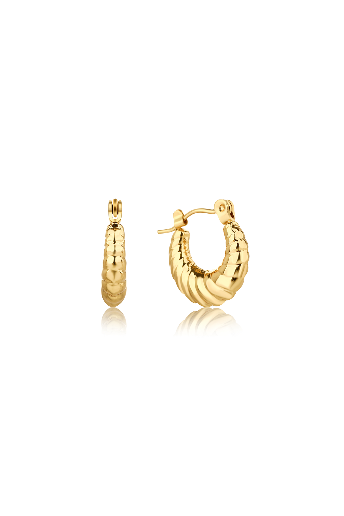 Croissant hoop earrings, Gold - 15 mm