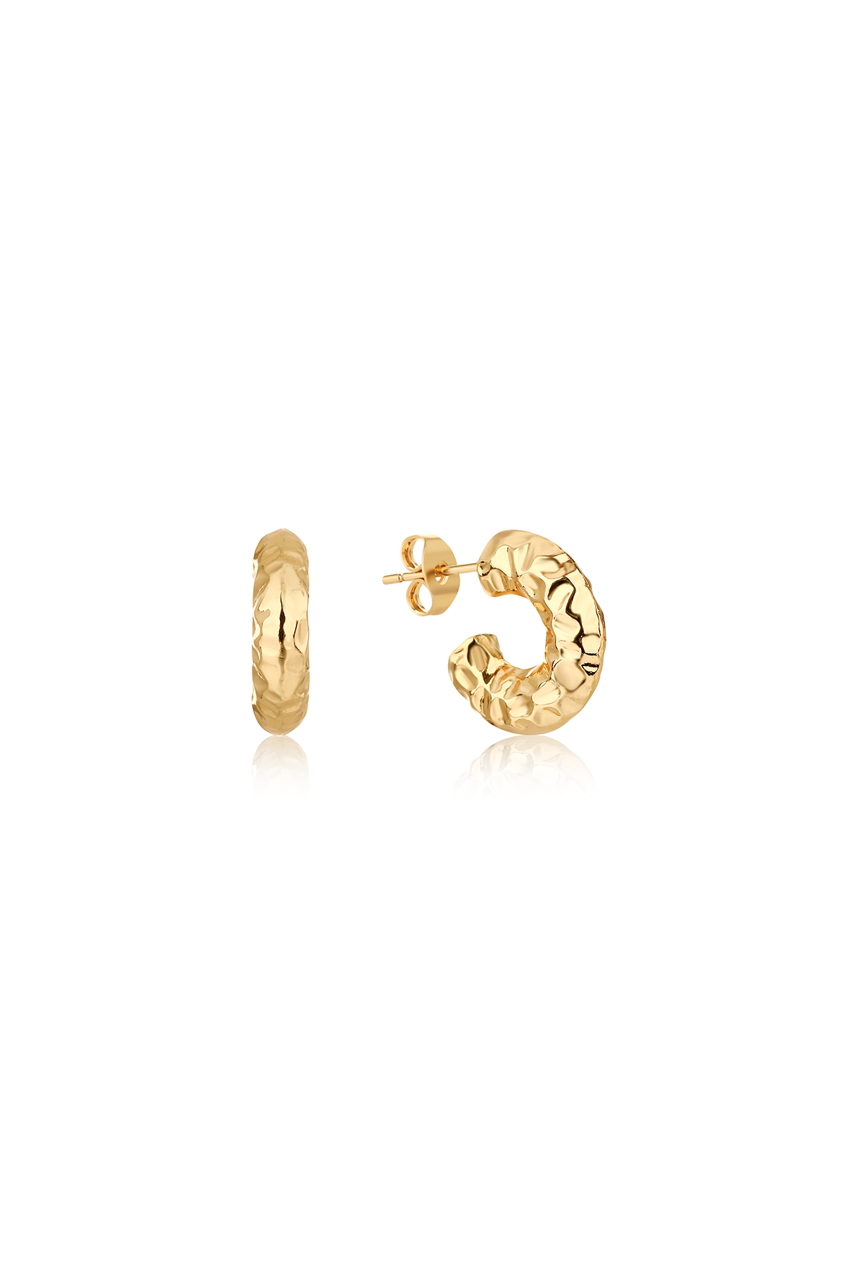 Crushed hoop earrings, Gold