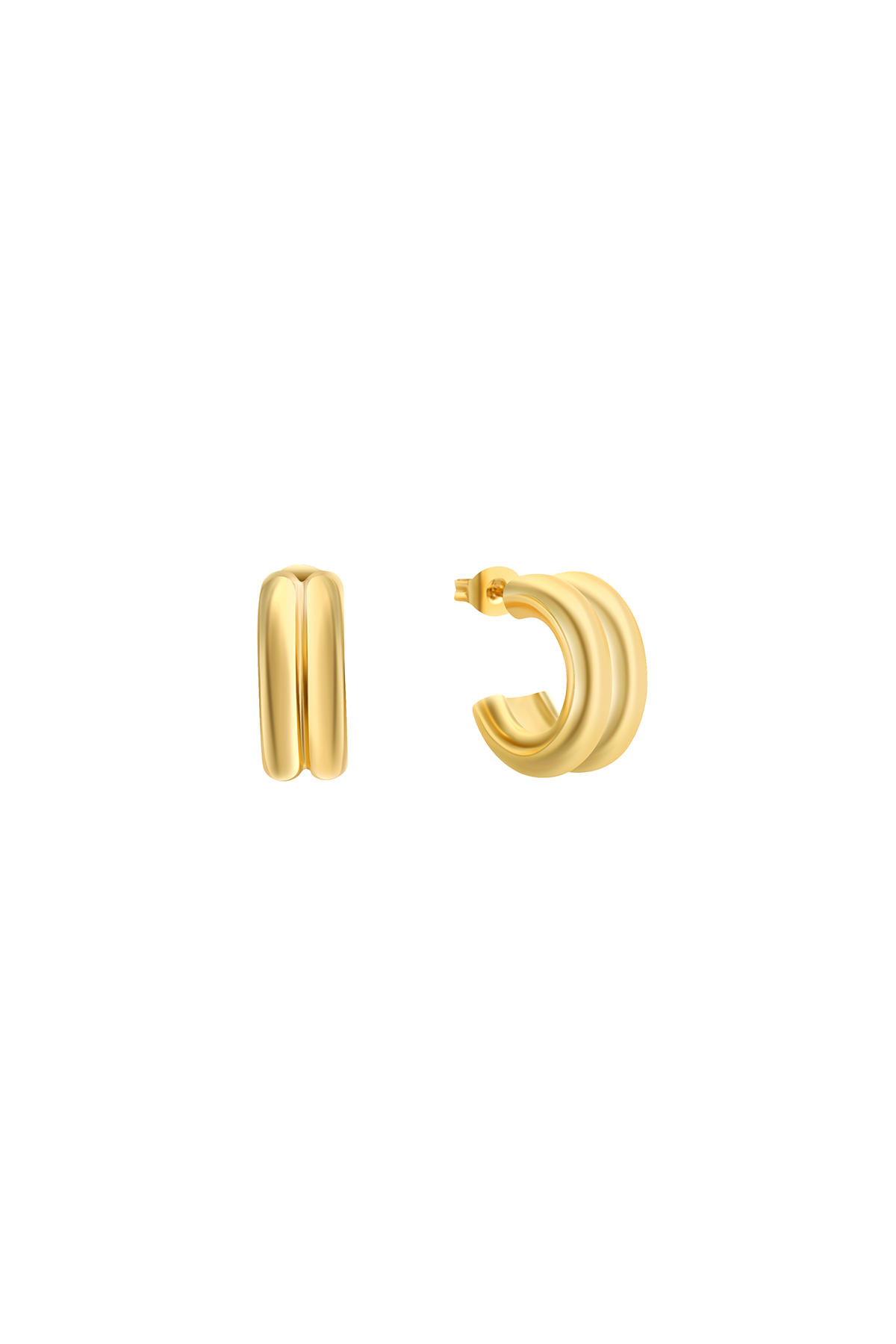 Double hoop earrings, Gold - 16 mm
