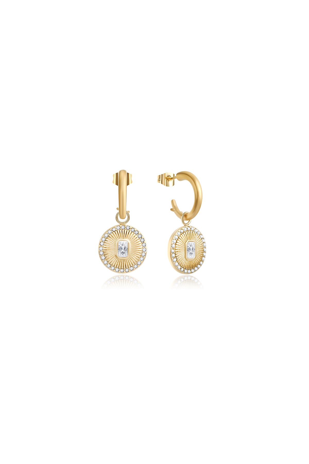 Future zirconia earrings, Gold