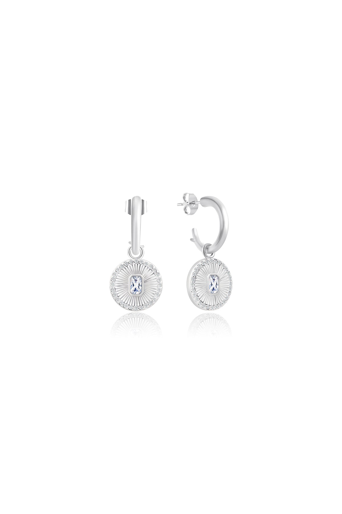 Future zirconia earrings, Silver