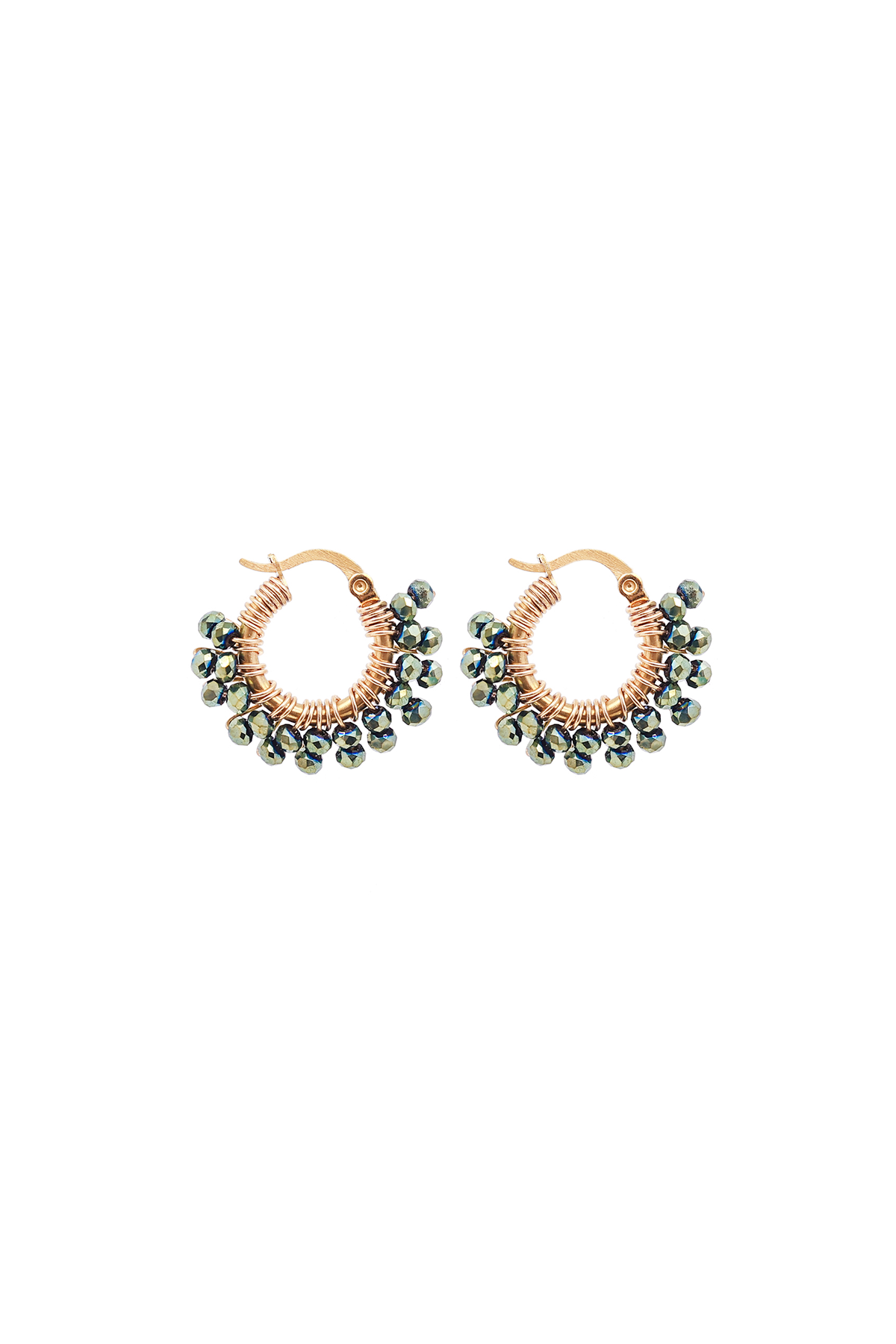 Tiny Glam loop earrings - Metallic green