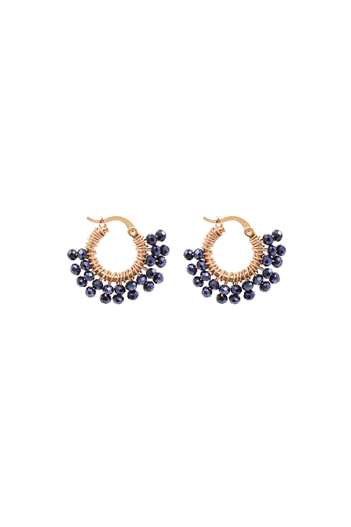 Tiny Glam loop earrings - Midnight blue to black