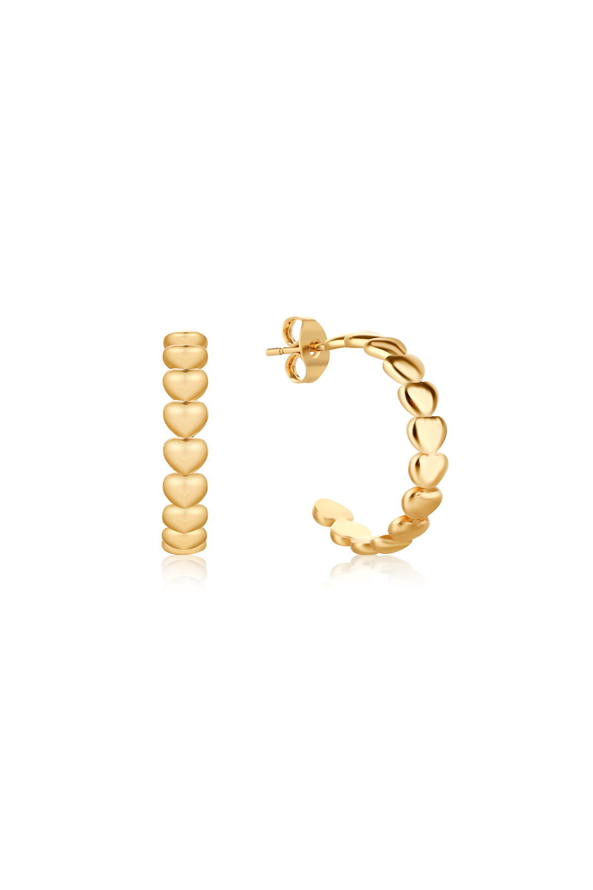 Heart hoop earrings, Gold