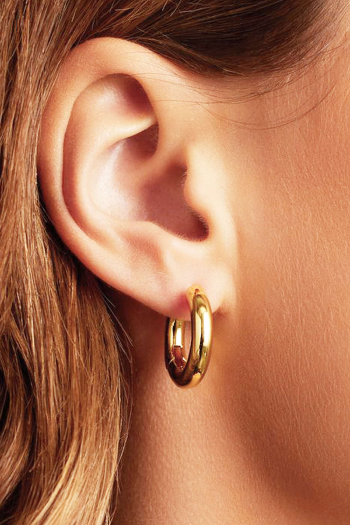 Simple hoop earrings, Gold - 25 mm