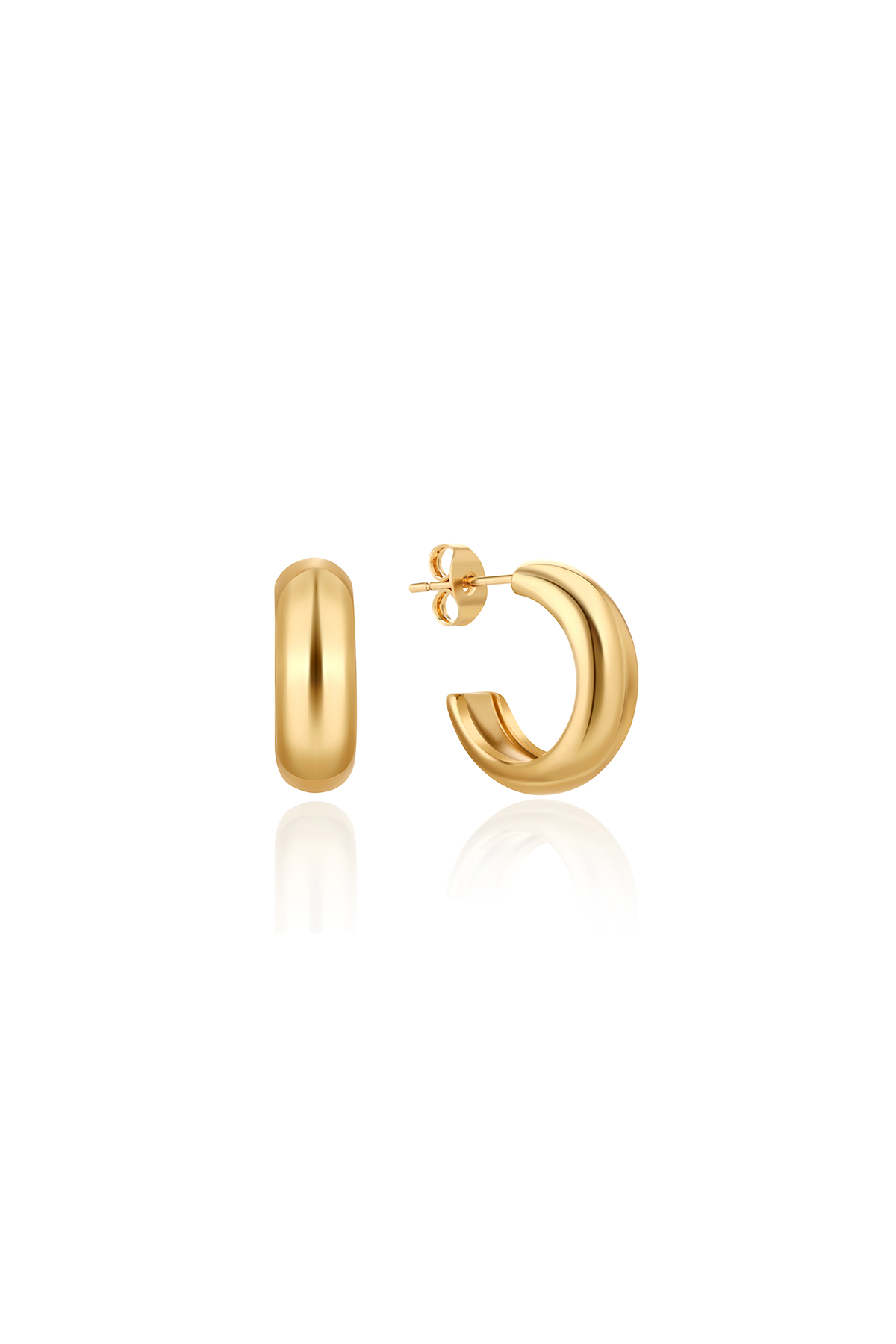 Open hoop earrings, Gold - 18 mm