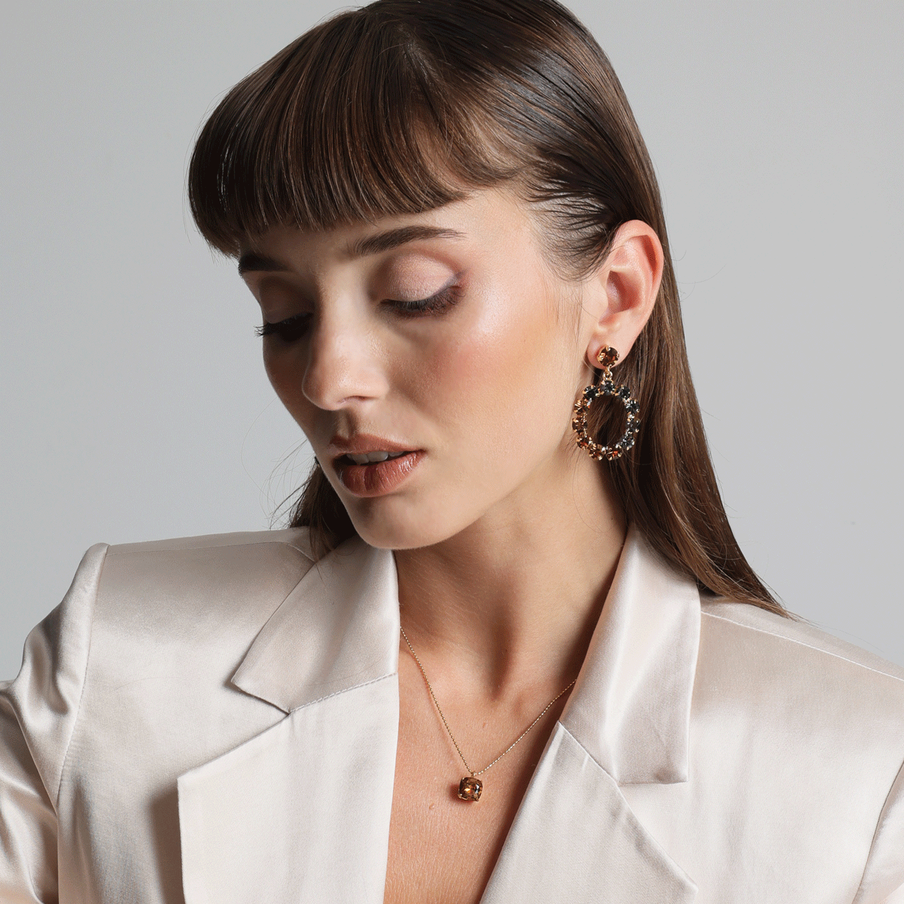 Camilla Swarovski earrings - Charcoal/Smokey quarts