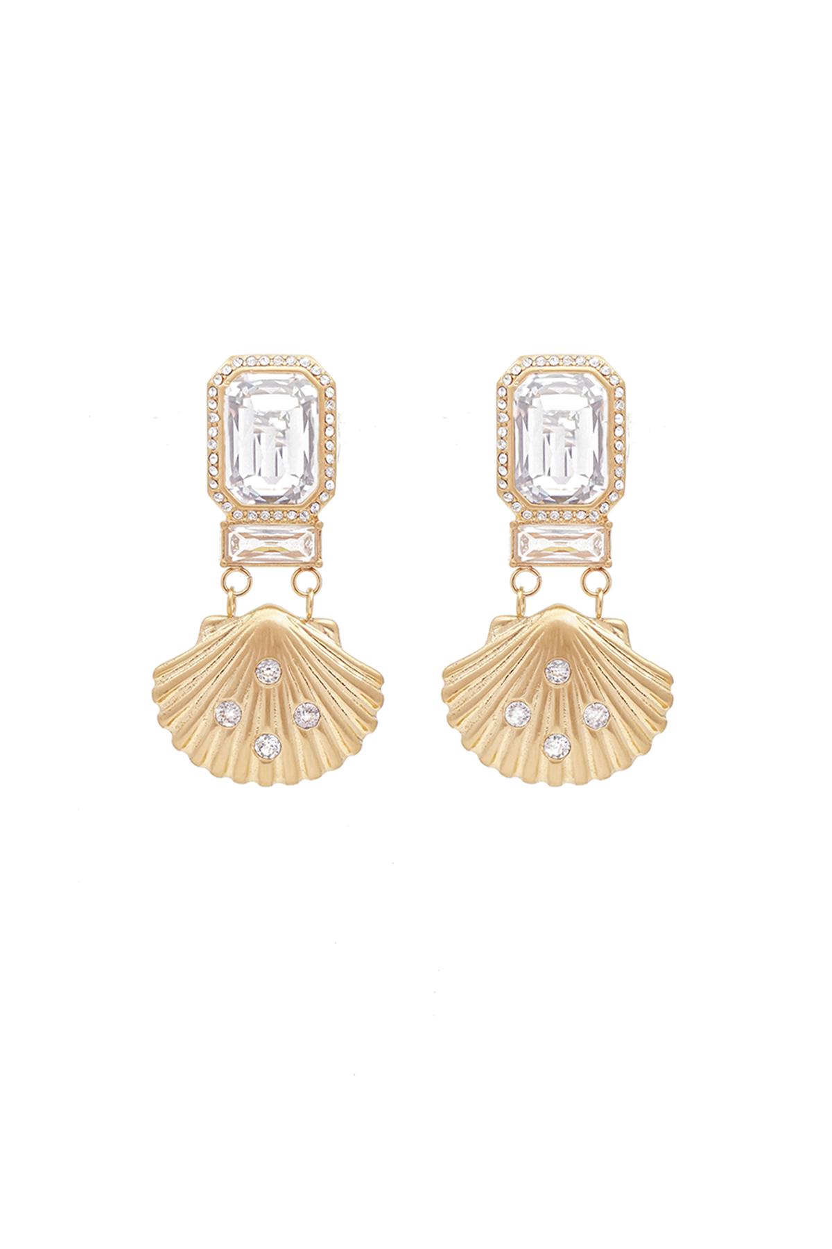 Chrystal shell earrings, Clear