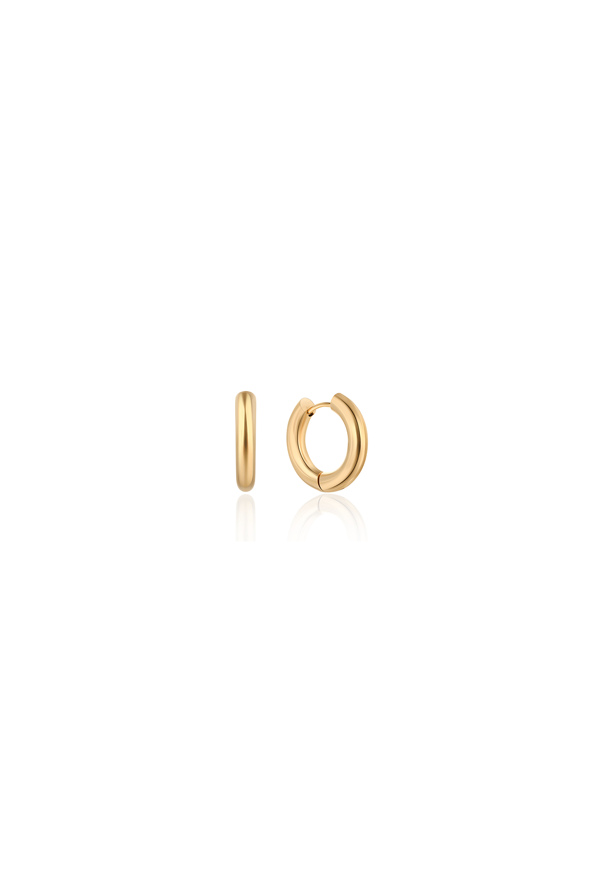 Simple hoop earrings, Gold - 15 mm