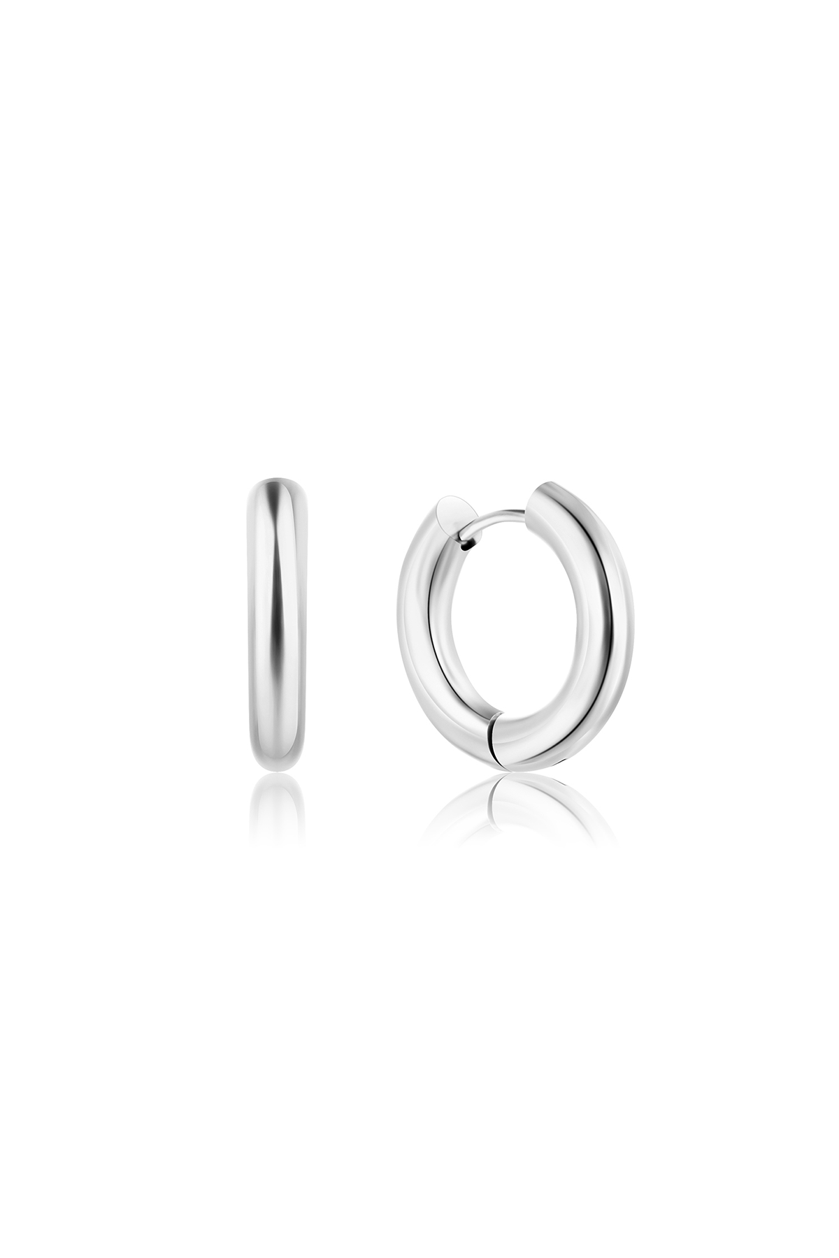 Simple hoop earrings, Silver - 18 mm