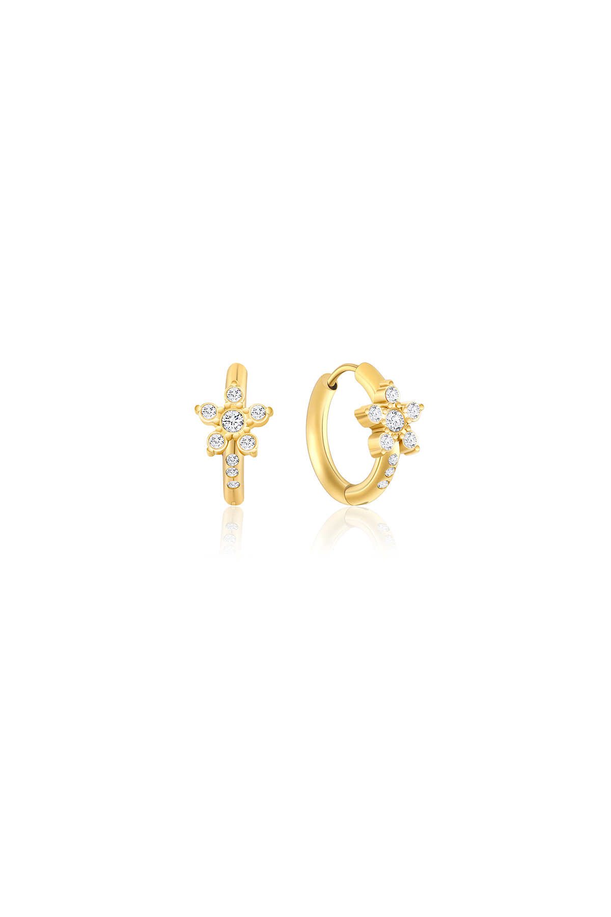 Small flower hoop earrings - Clear