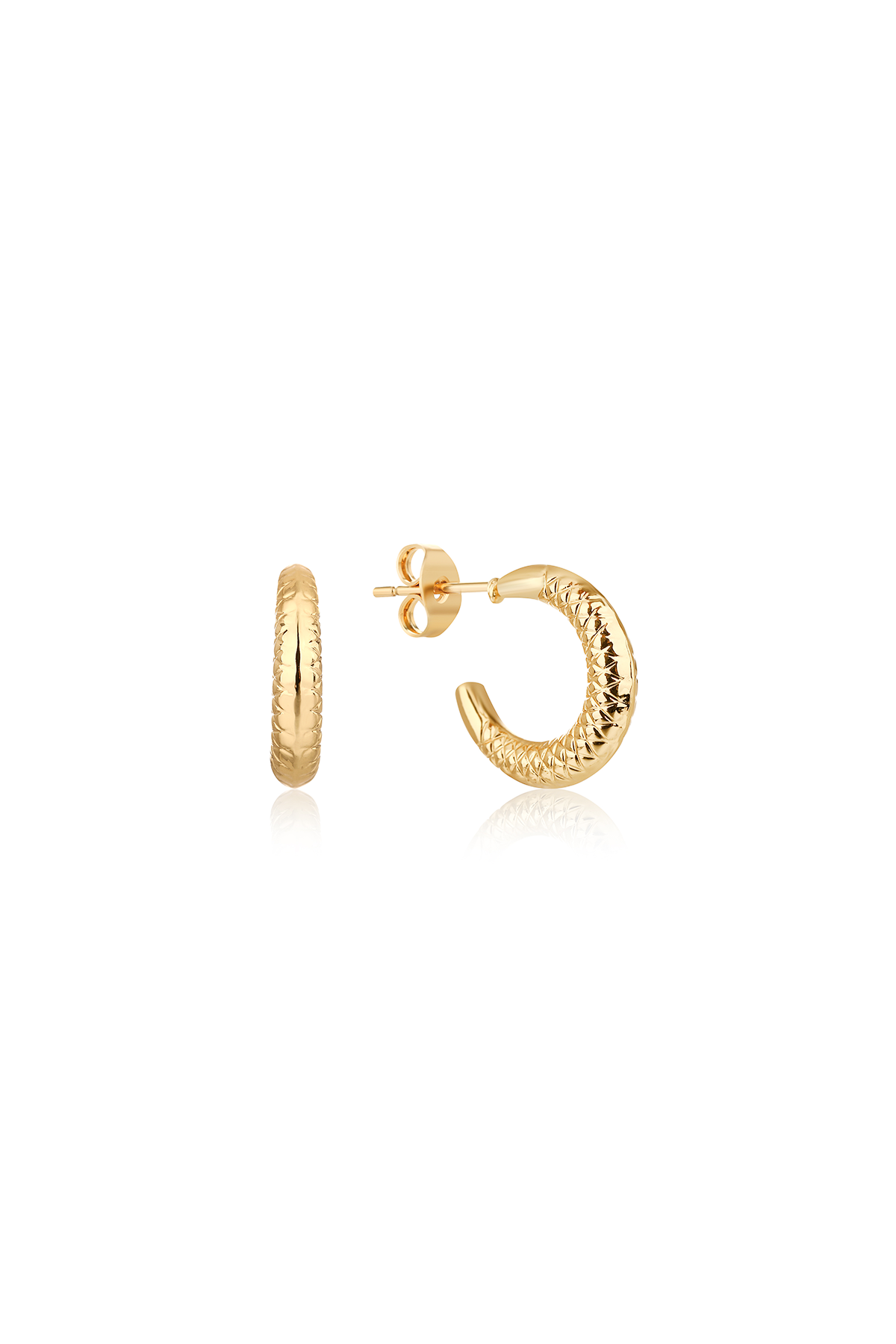 Snake hoop earrings, Gold - 18 mm
