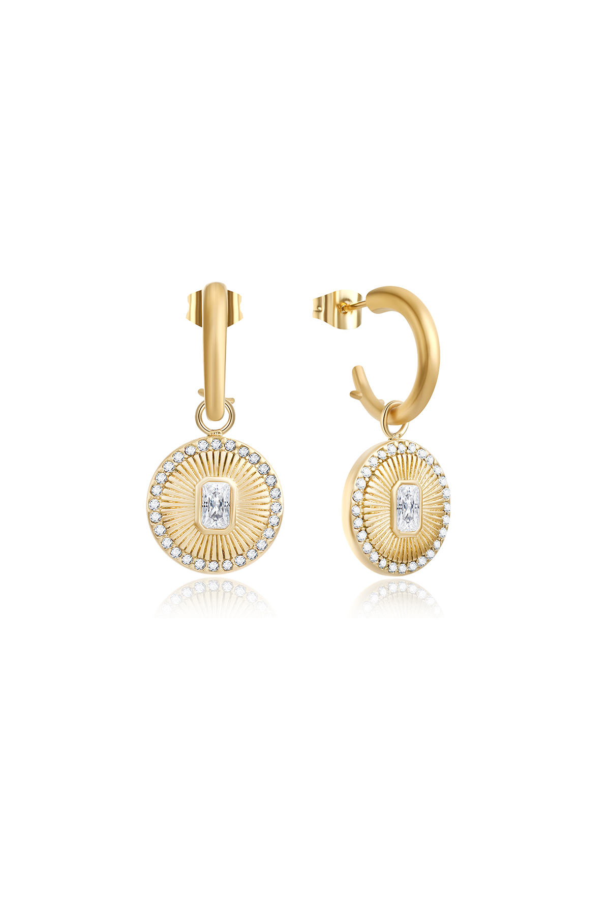 Future zirconia earrings, Gold