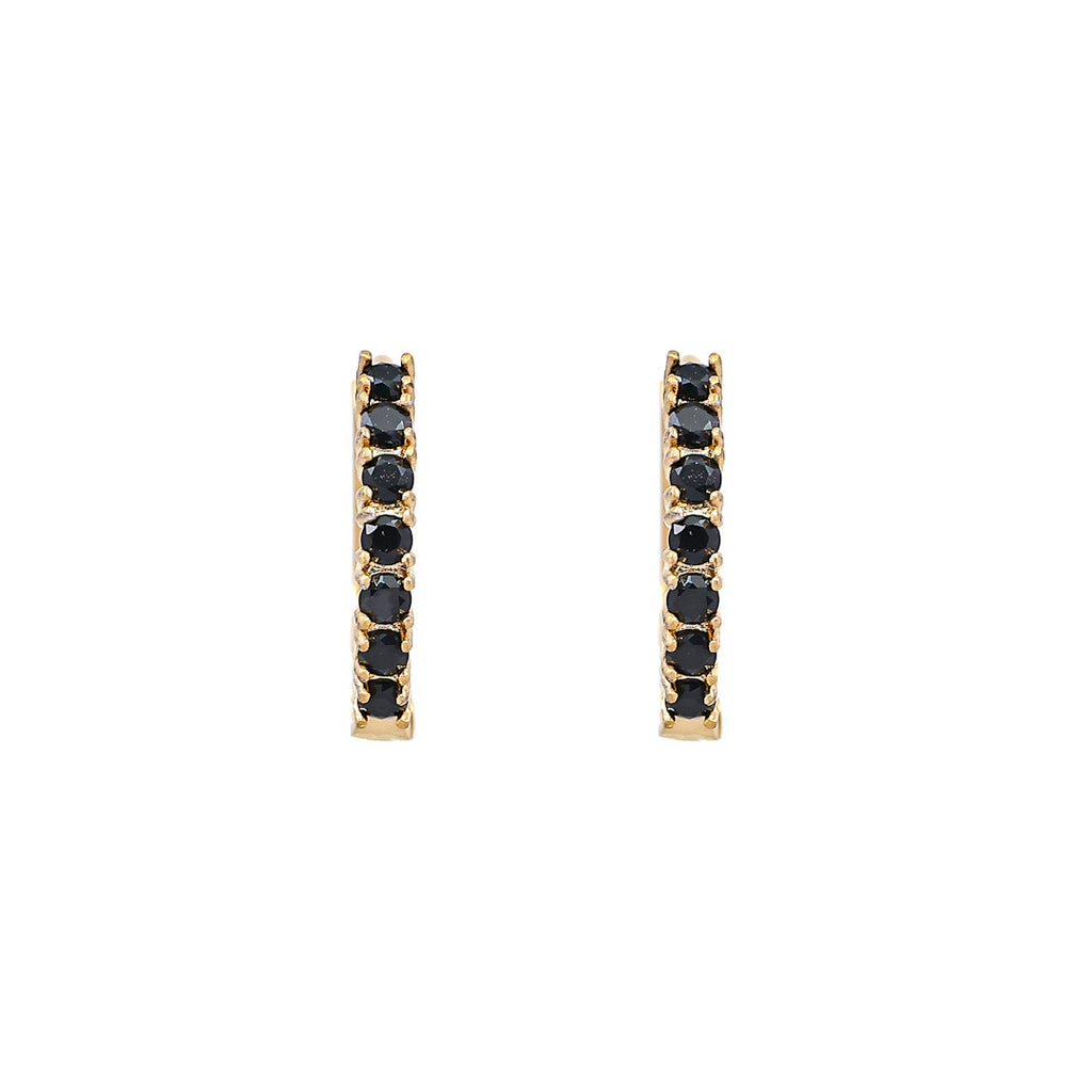 Cathinka crystal hoop ørepynt - Black