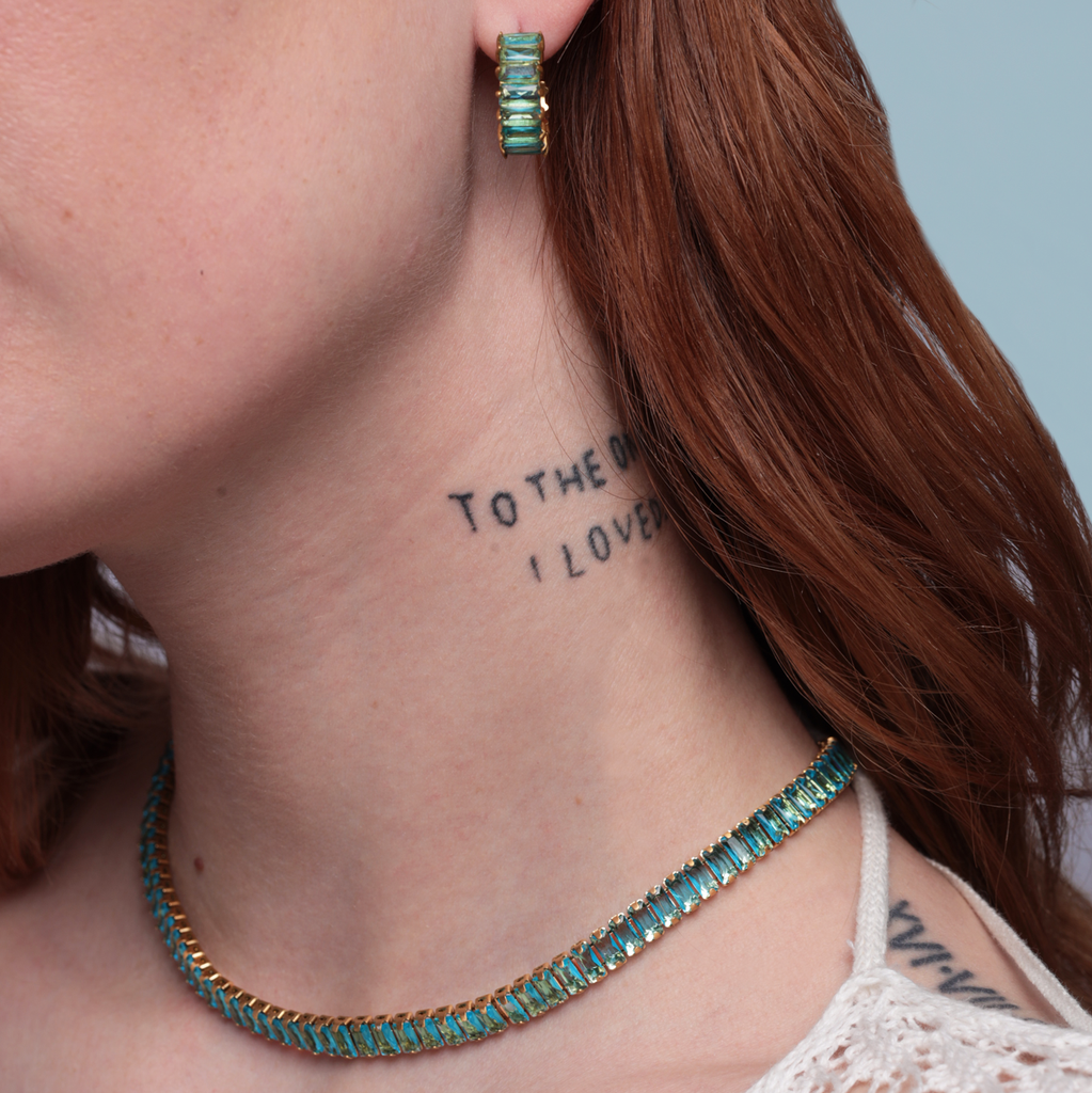 Haley Crystal ørepynt - Turquoise