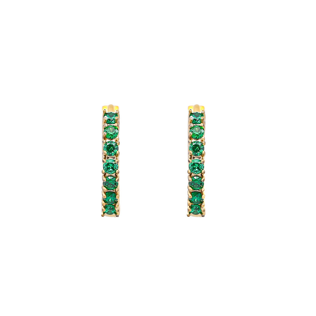 Cathinka crystal hoop earrings - Emerald green