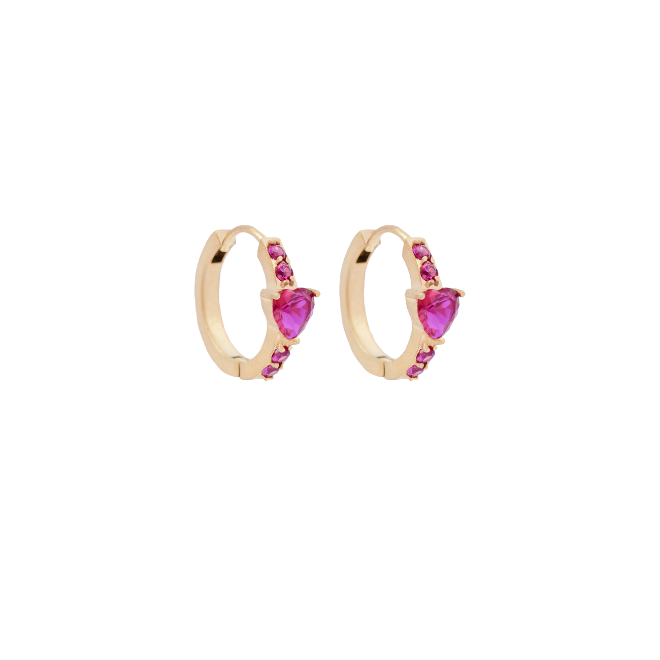 Heart hoop earrings - Hot pink