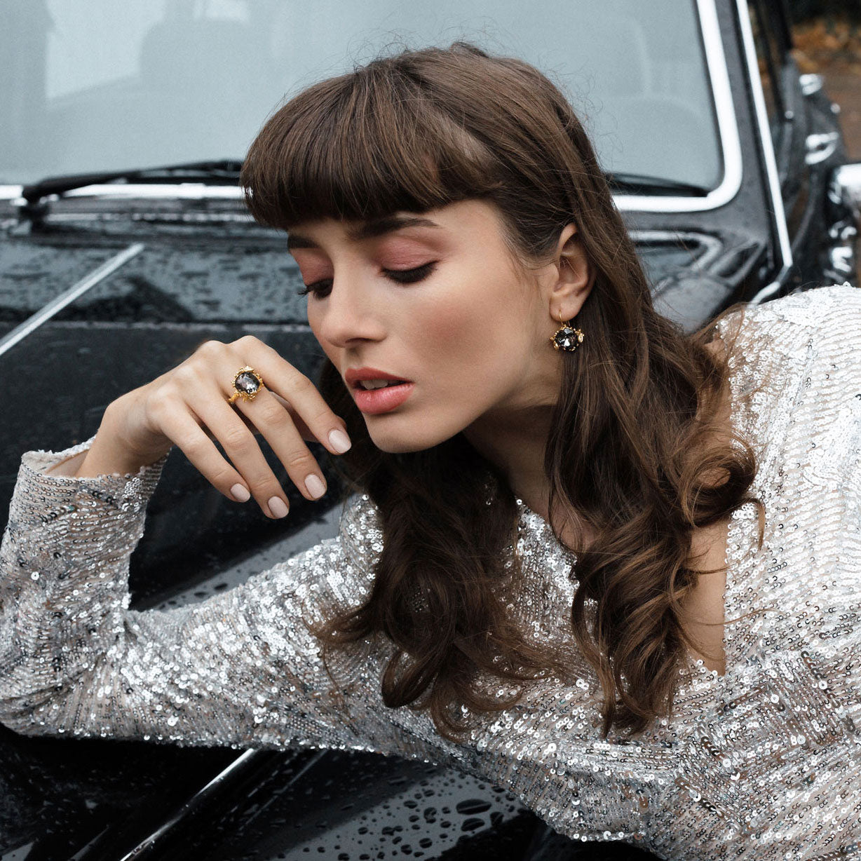 Ellie Swarovski earrings - Charcoal