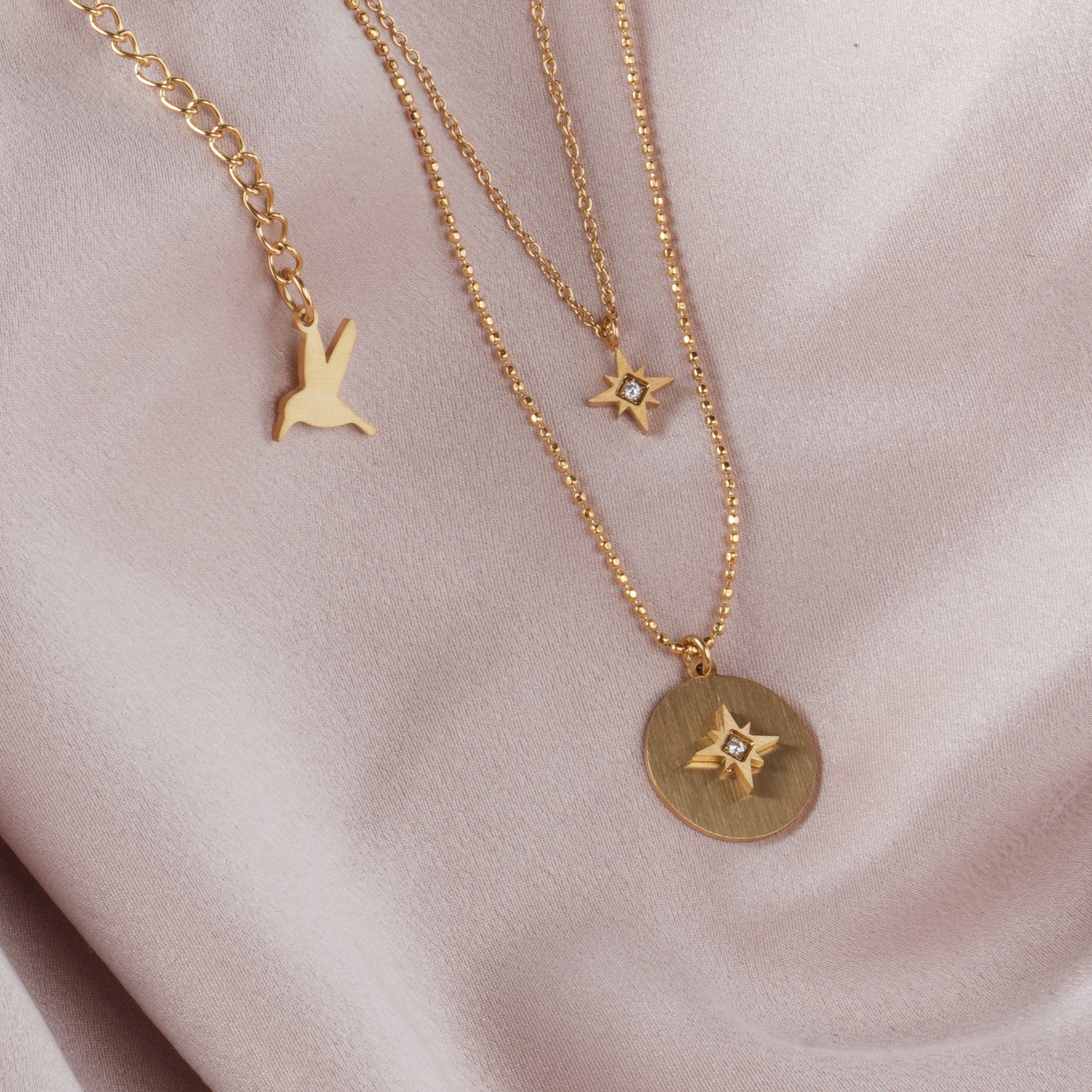 Signature - Star double chain necklace