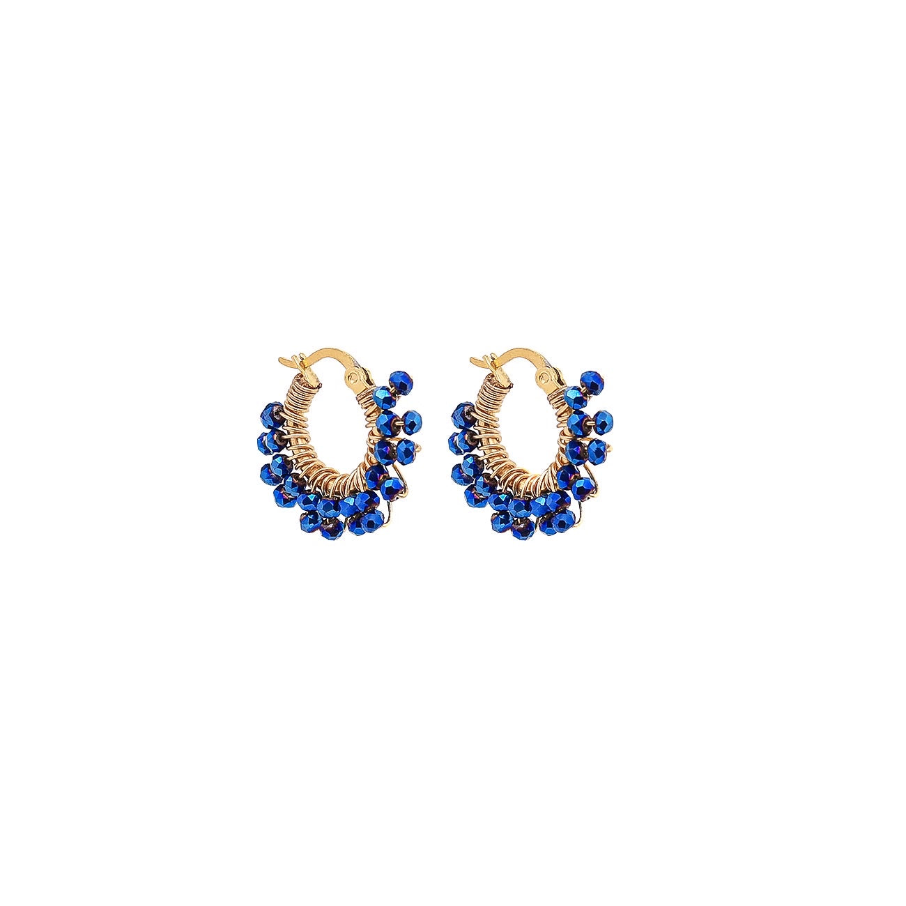 Tiny Glam loop earrings - Metallic blue