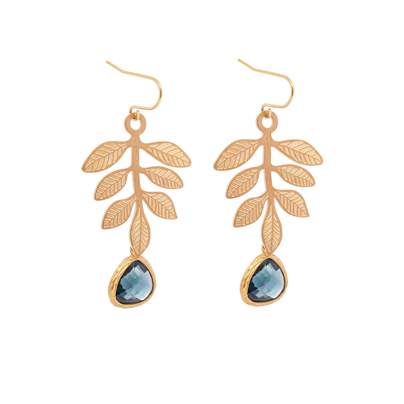 Paula floral earrings, Denim blue