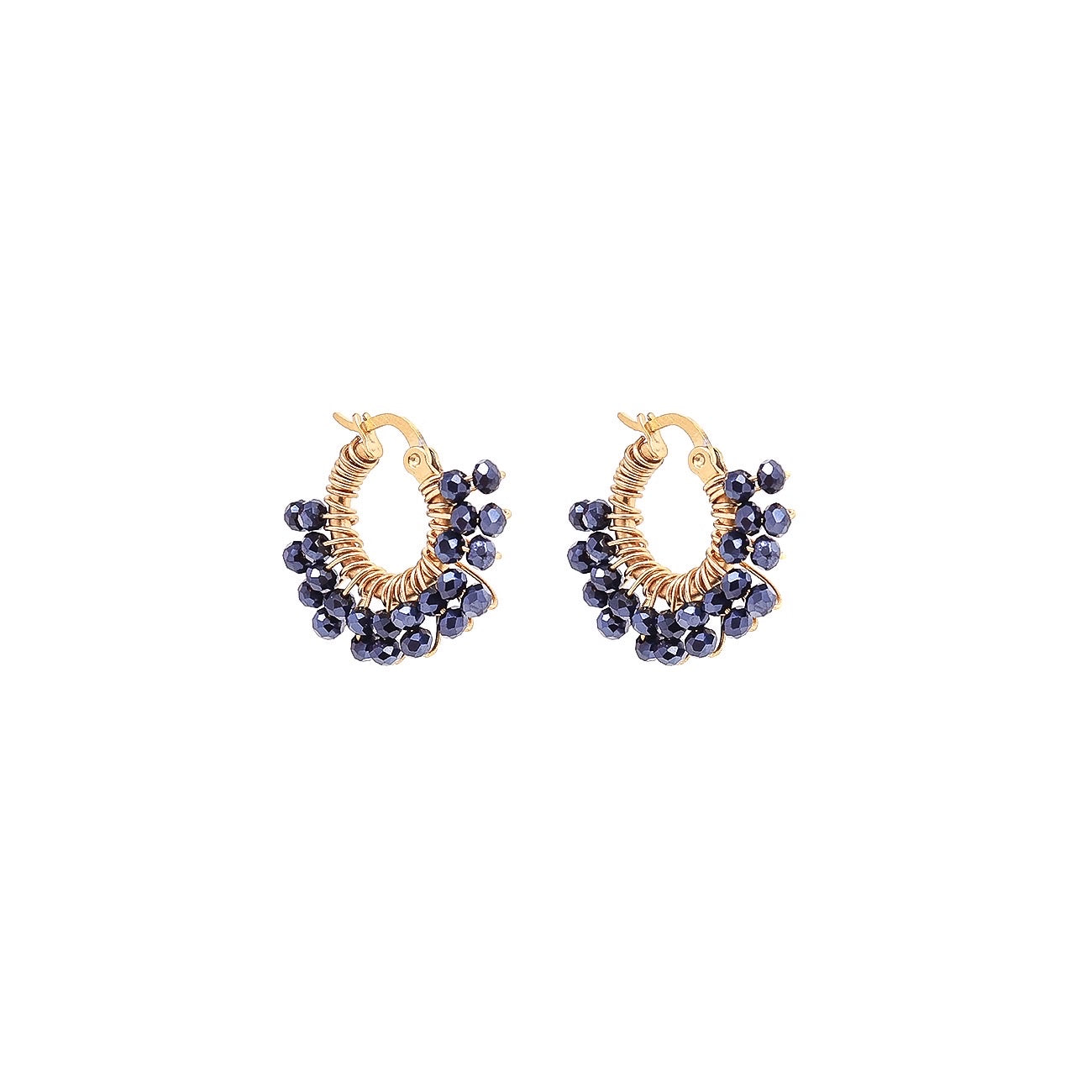 Tiny Glam loop earrings - Midnight blue to black